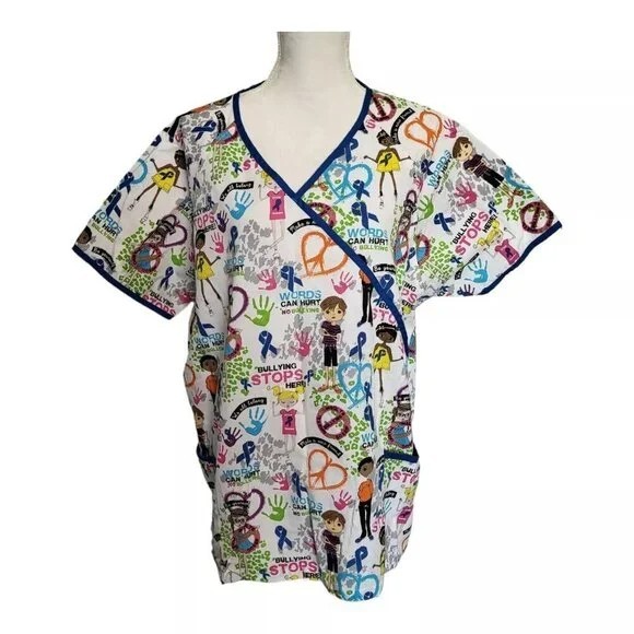 LOt Of 3 Mixed Brands Womens Scrub Tops Size 2XL / 2XG Colorful Patterned