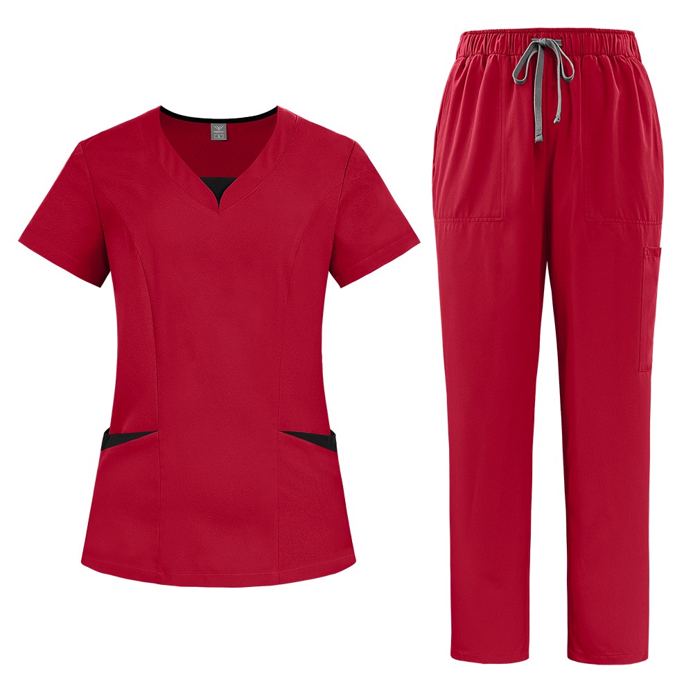 Medical Uniform Scrub Set V-Neck Straight Women Working Suit Hospital Clinic Spa
