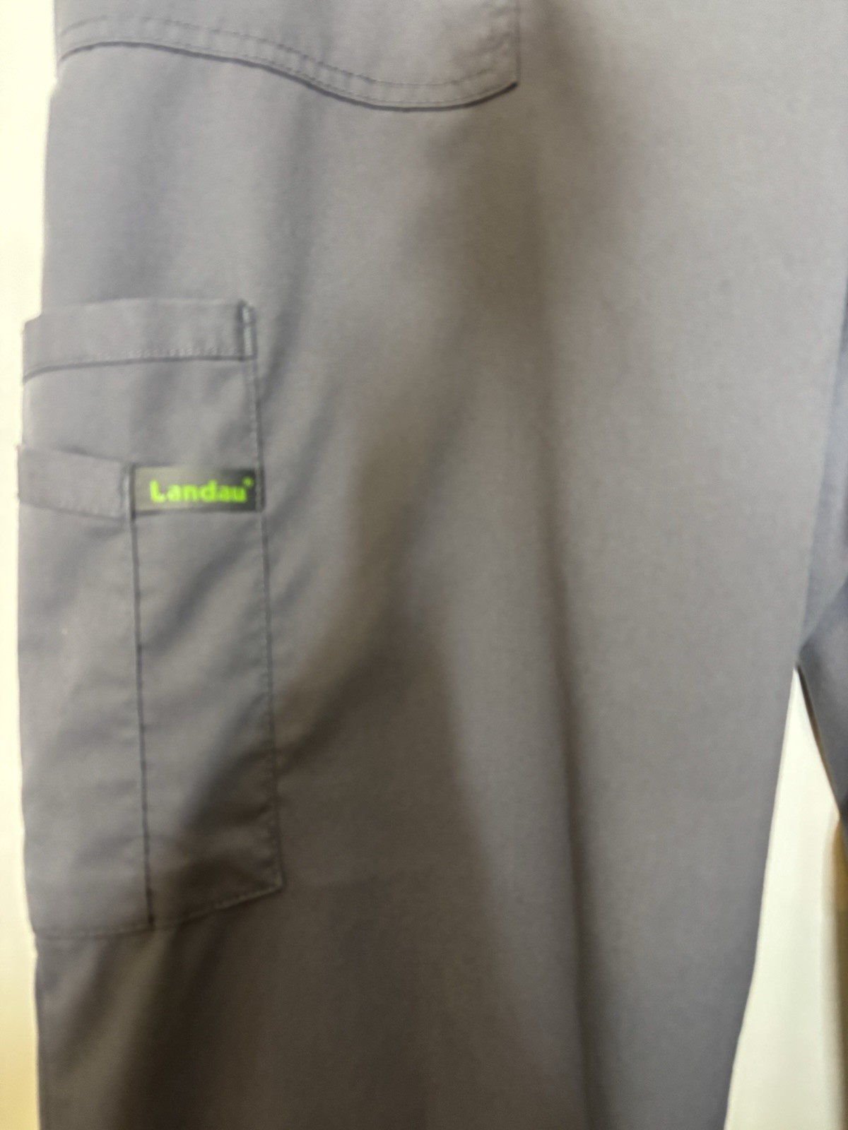 Landau ProFlex Women’s Scrub Set Top & Pants L Gray/Green Solid Twill