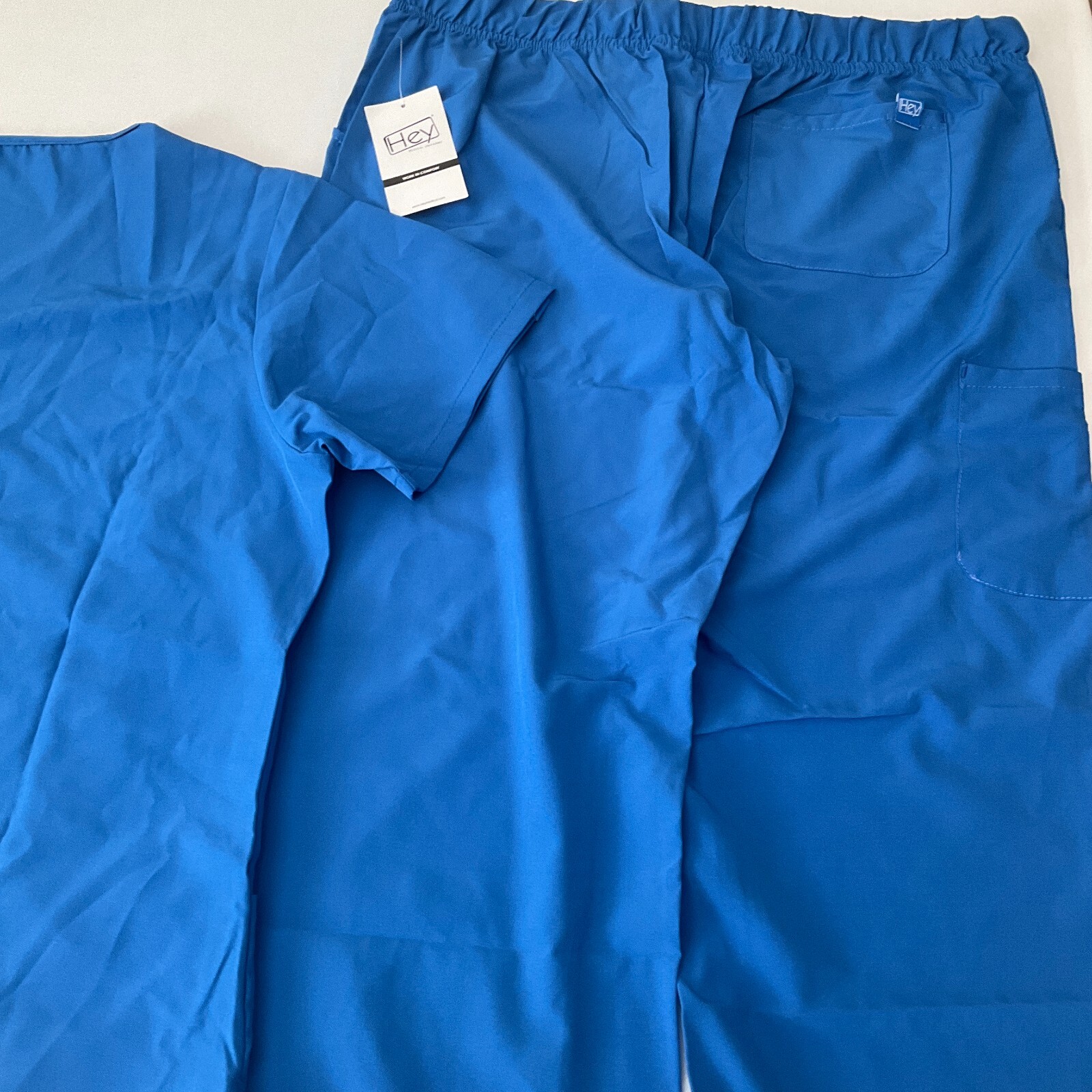 Hey Scrub Top And Pant Sets Womens Size M Blue Stretch With Pockets 2 Sets