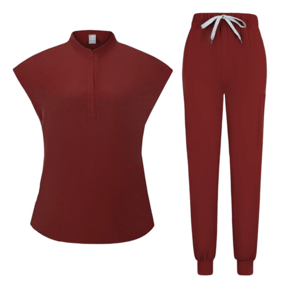 Women’s Sleeveless Medical Scrub Set Nursing Uniform Top Jogger Pants