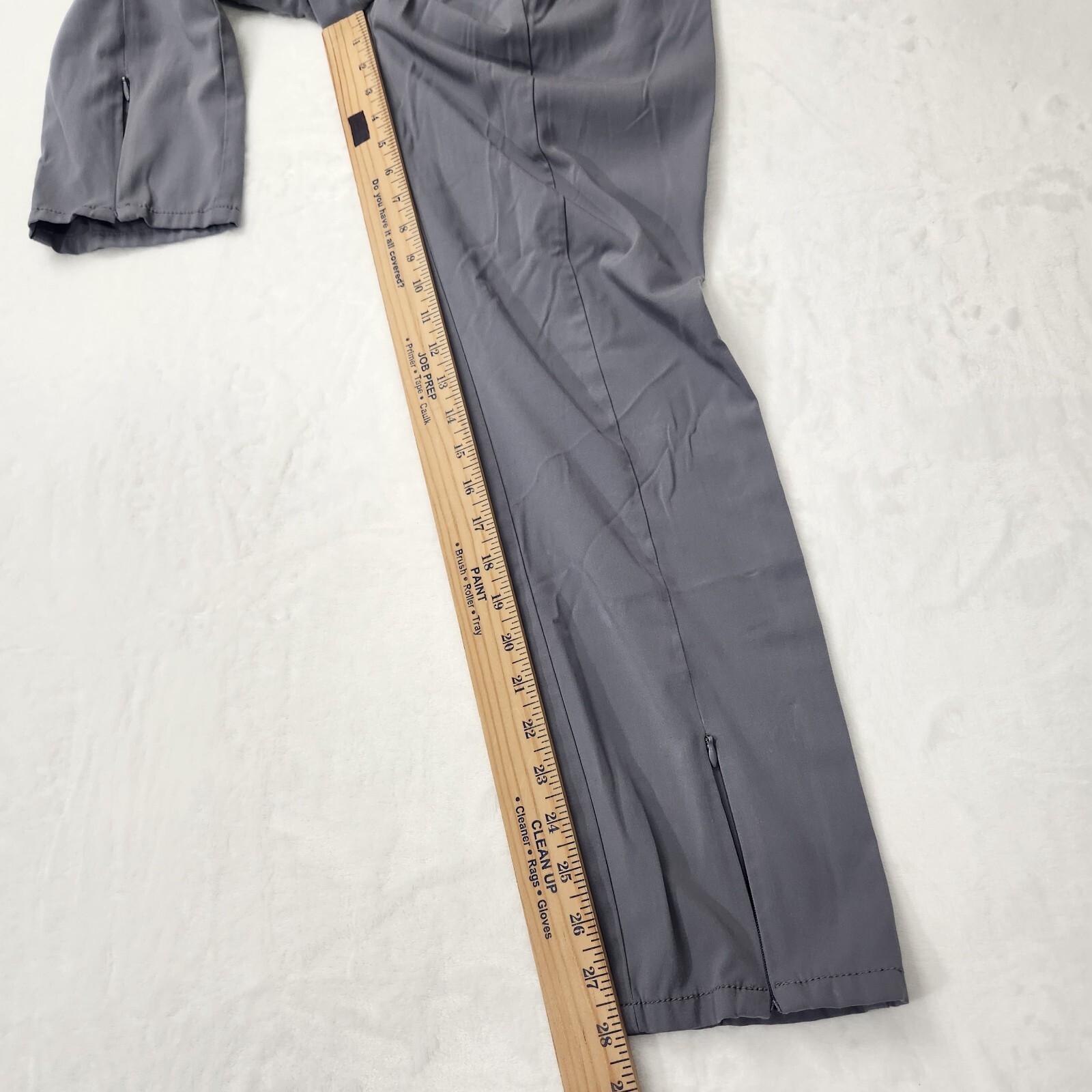 Jaanuu Women Pants M Gray GRAJ Shanti Scrub Elastic Waist Straight Leg Ankle Zip