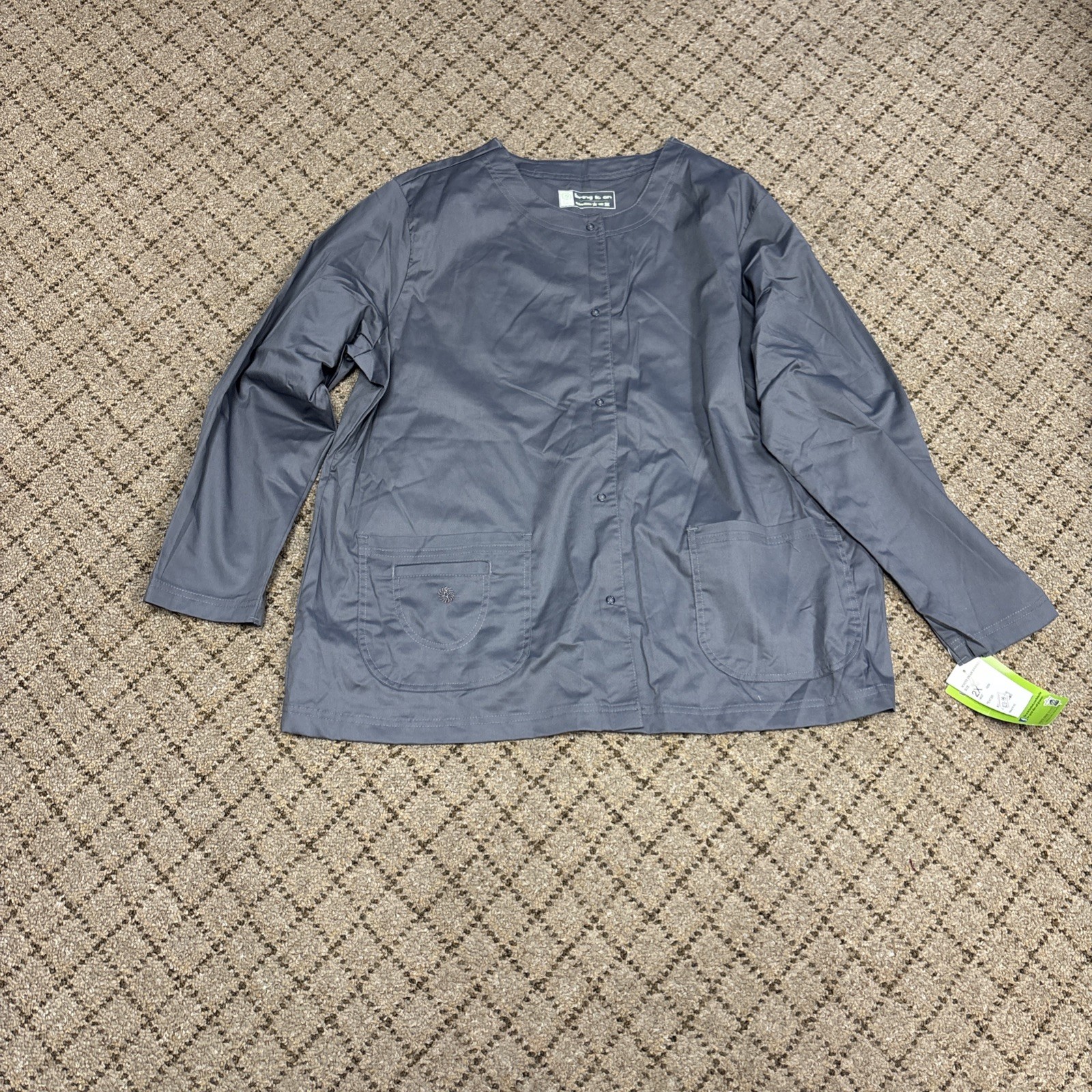 BRING IT ON NEW Women’s Scrub Jacket Gray Size 2XL Dbl Pocket