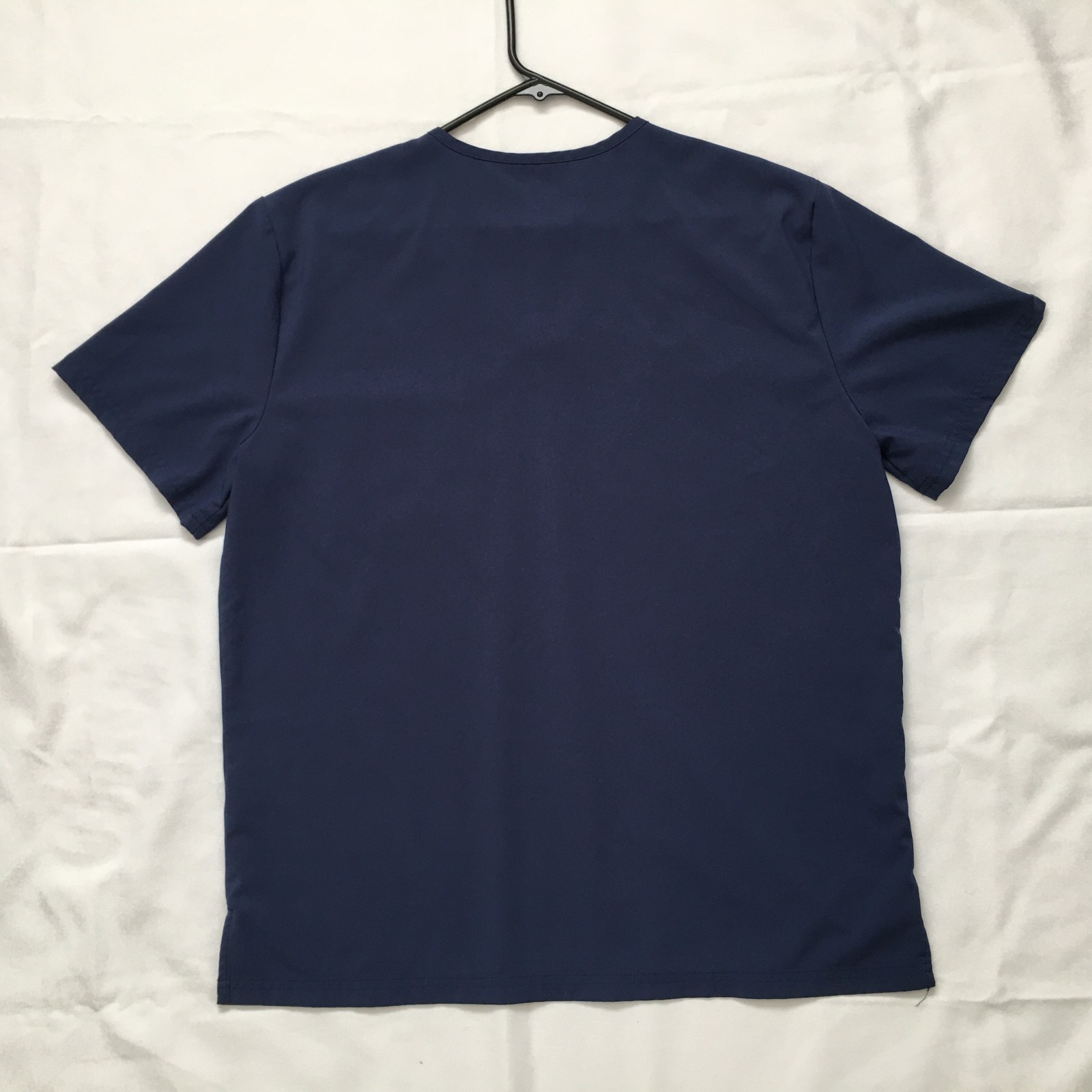 Easy Stretch Scrub Top M Navy Blue Chest Pocket Silky Feel V Neck Short Sleeve..