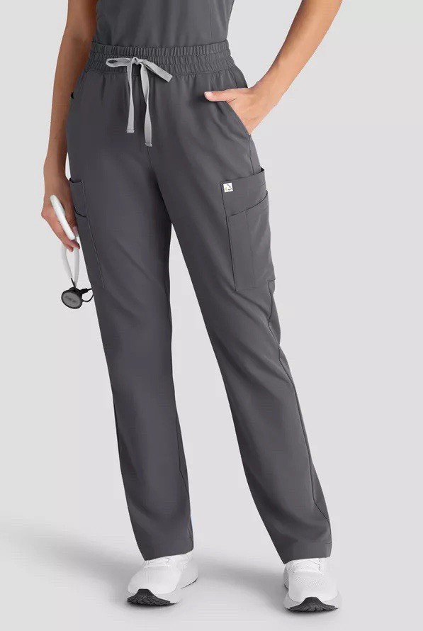 Resurge Womens Grey Medical Scrub Pants With Drawstring Waist Large