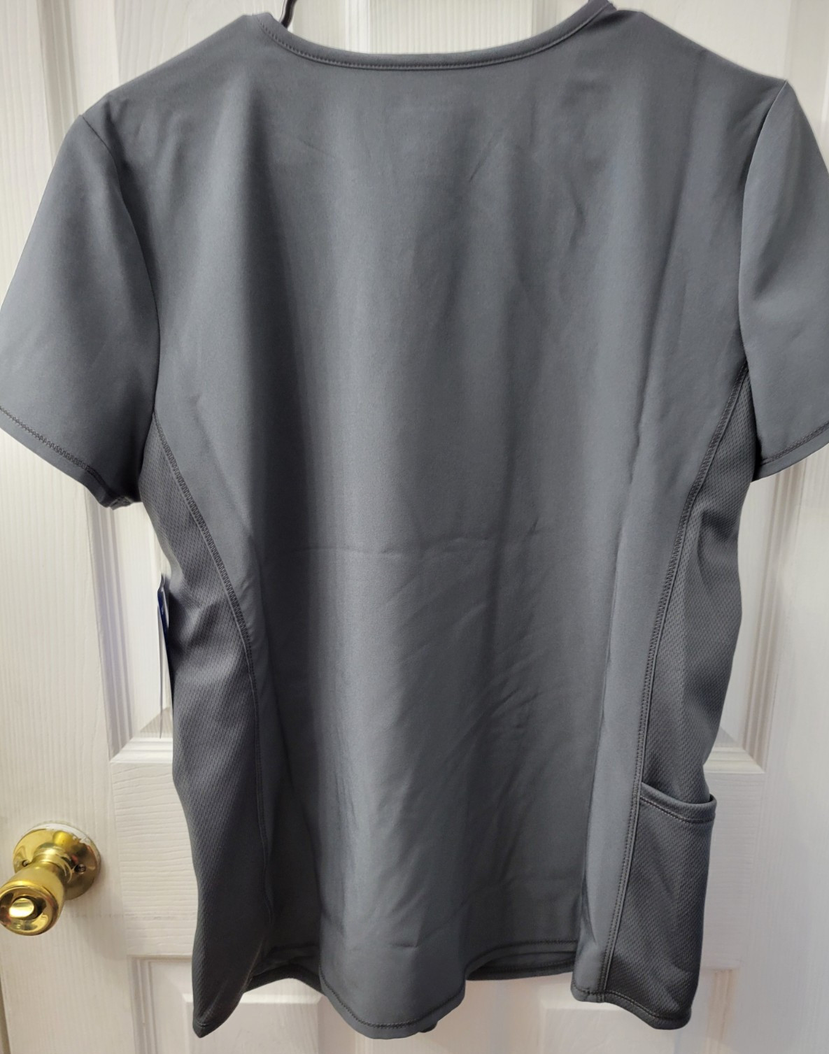 Scrubstar Notch Neck Top Womens Size Small Gray Multiple Pockets NEW with Tags