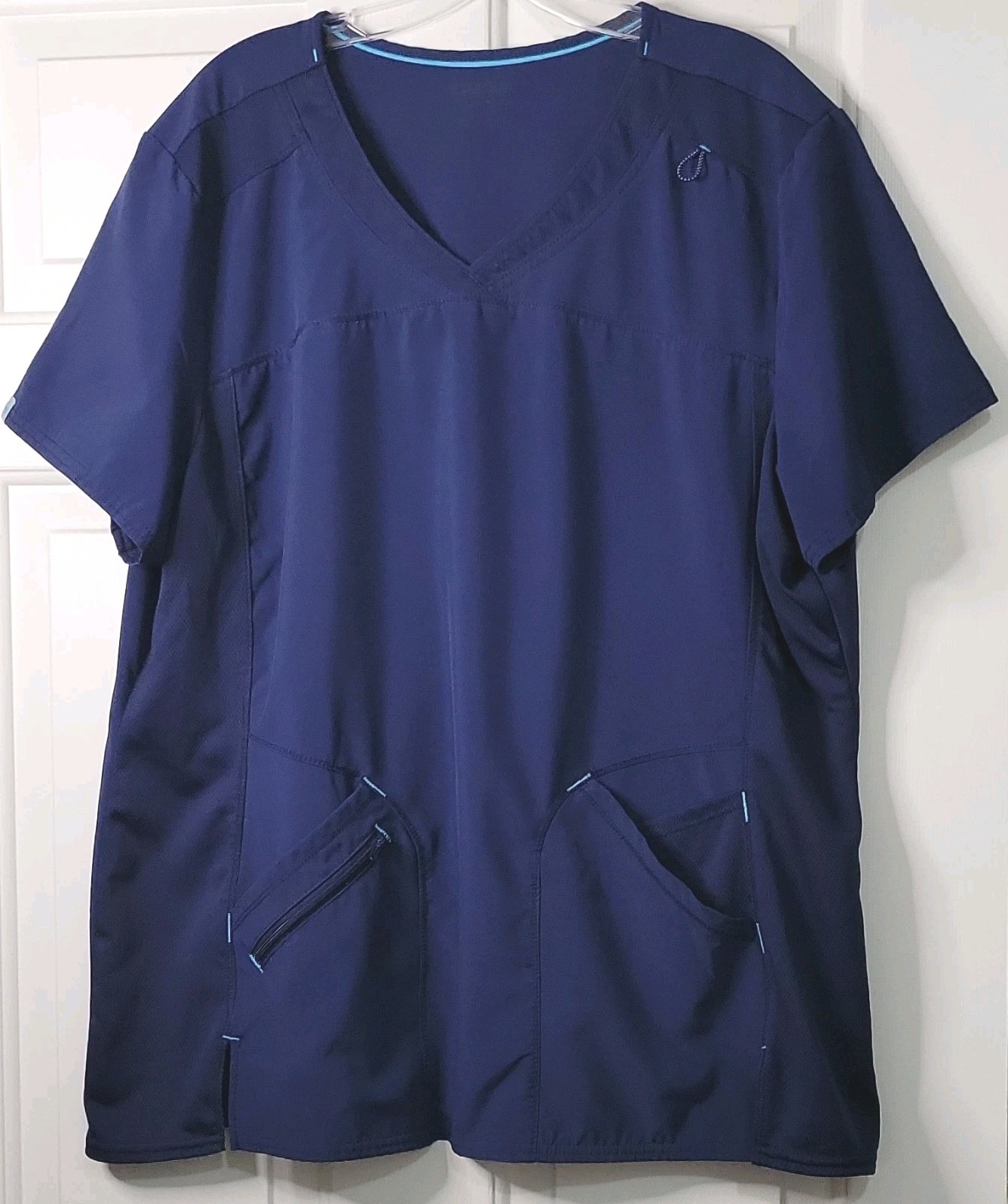 Scrubstar Women’s 2XL Indigo Stretch Scrub Top Medical Nurse Healthcare