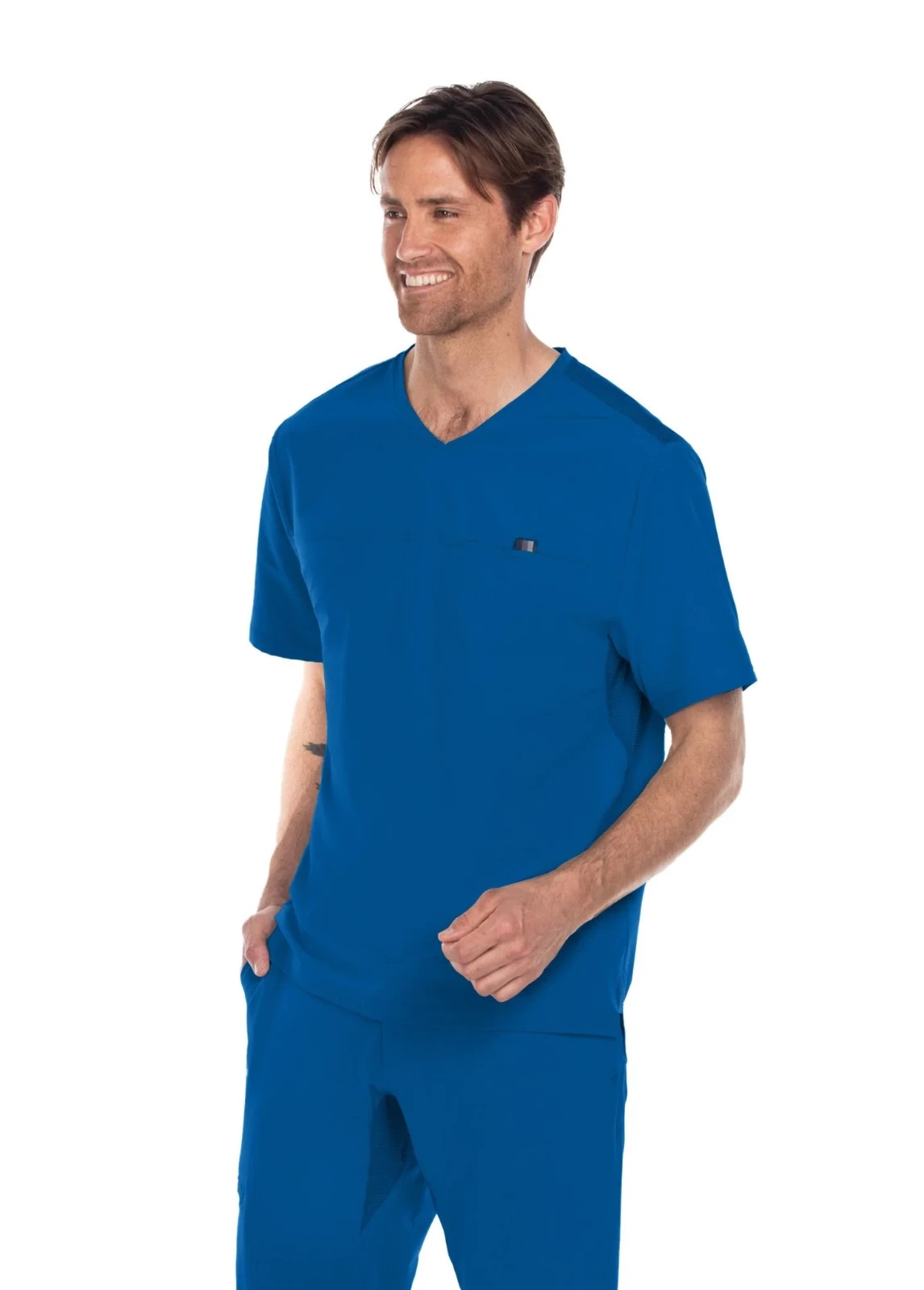 BARCO ONE WELLNESS MENS 1 POCKET SCRUB TOP IN ROYAL BLUE ALL SIZES #BWT010 NWT