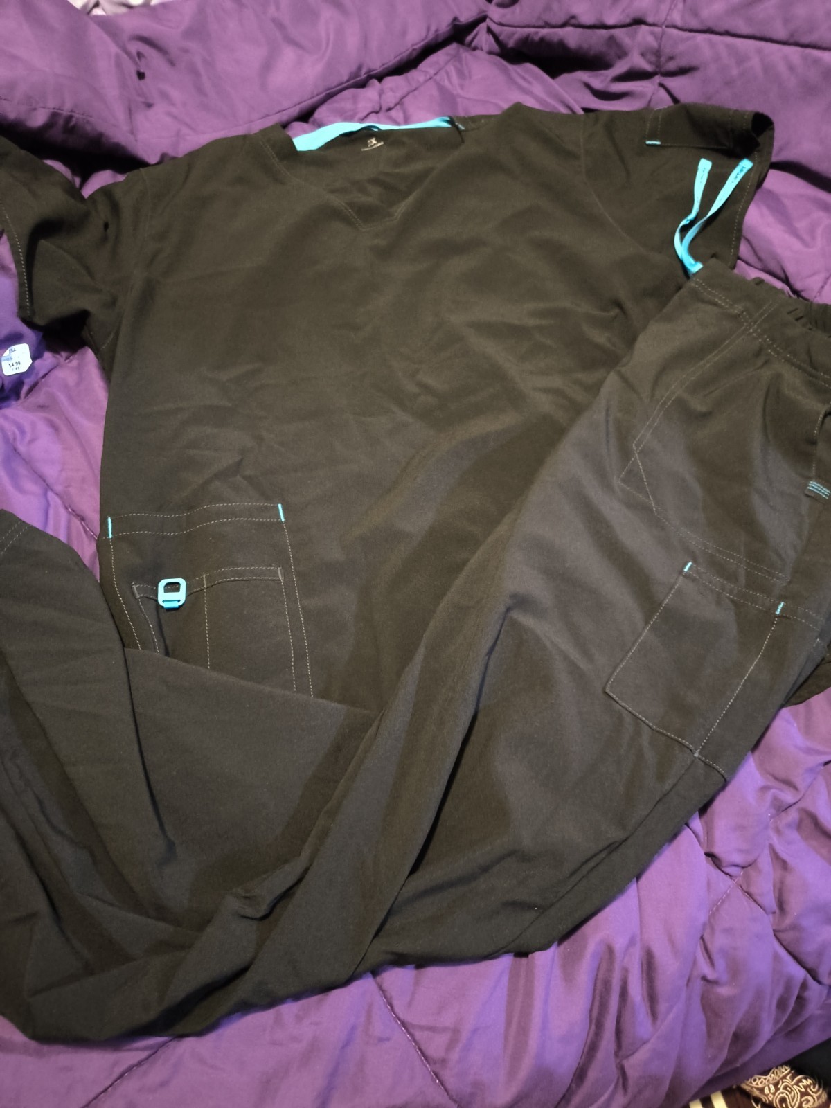 Carhartt Force scrub set women Top 2Xpants XL Tall Black/Blue C52110T