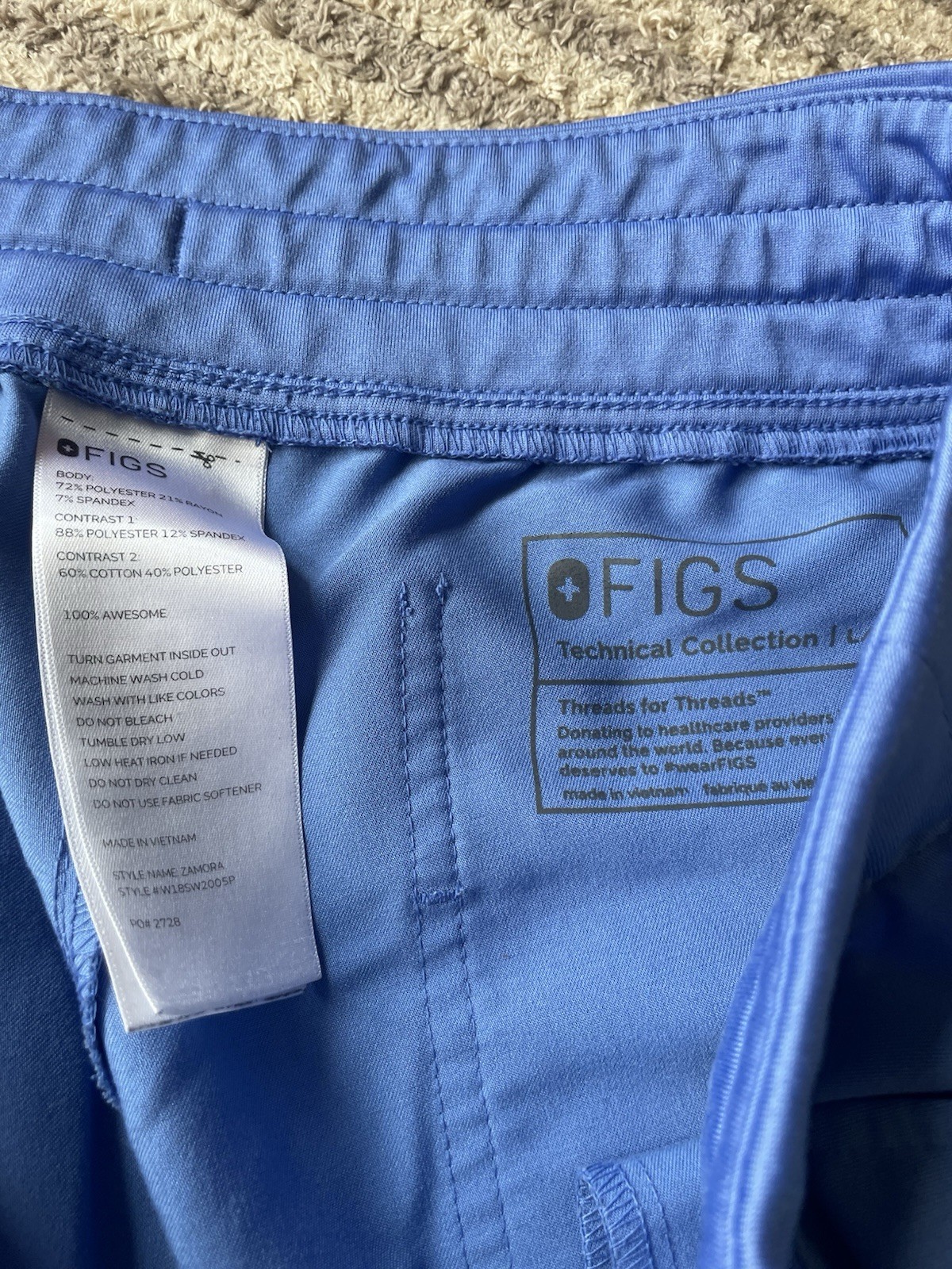 Figs Blue Jogger Scrub Bottoms Size Large Petite Women Technical Collection