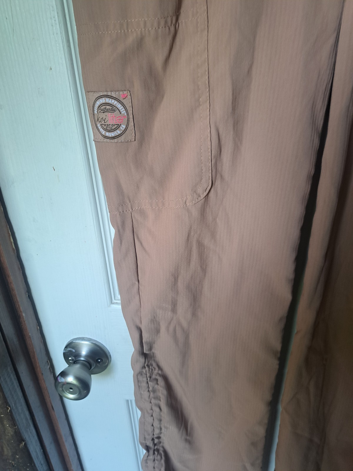 Koi Lite Women’s Khaki Scrubs Cargo Jogger Pants Drawstring Ankle Size M #15