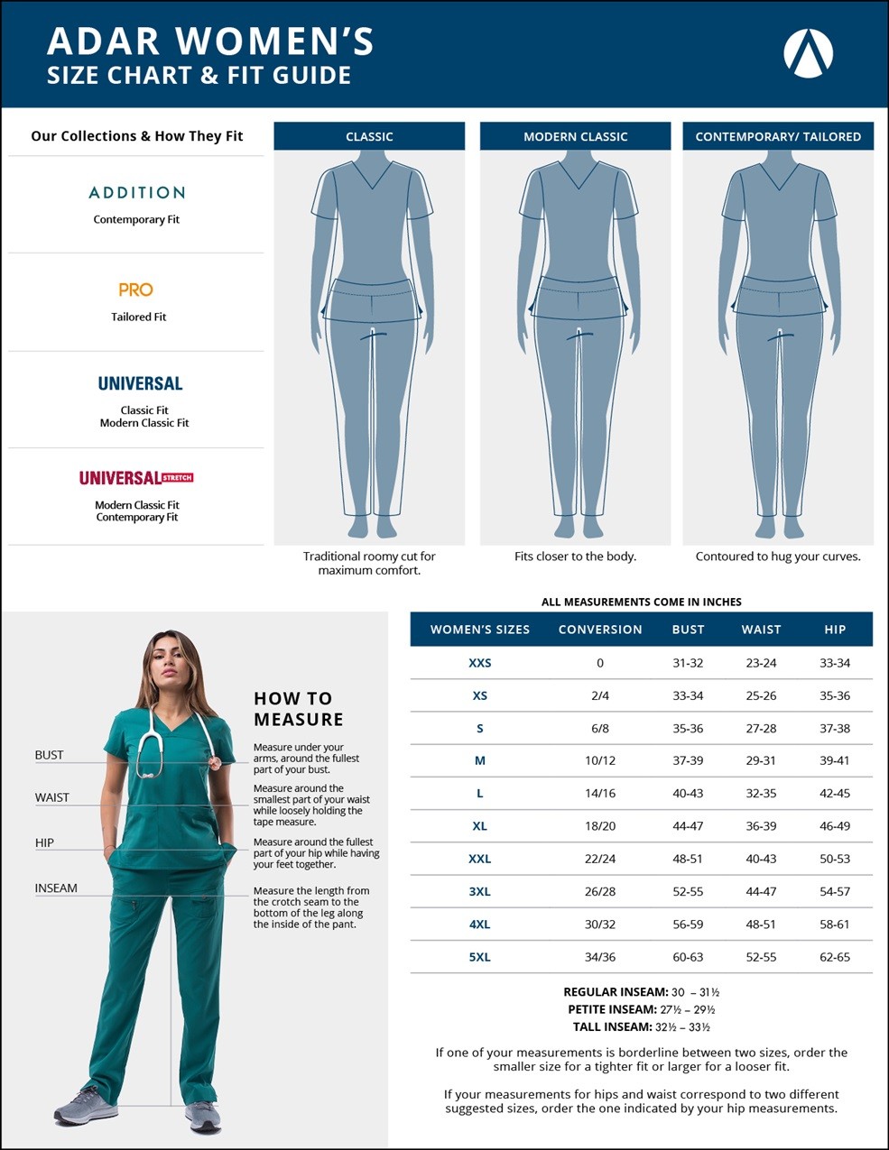 Adar Universal Women’s Scrub Set – V-neck Scrub Top and Elastic Pull Scrub Pants