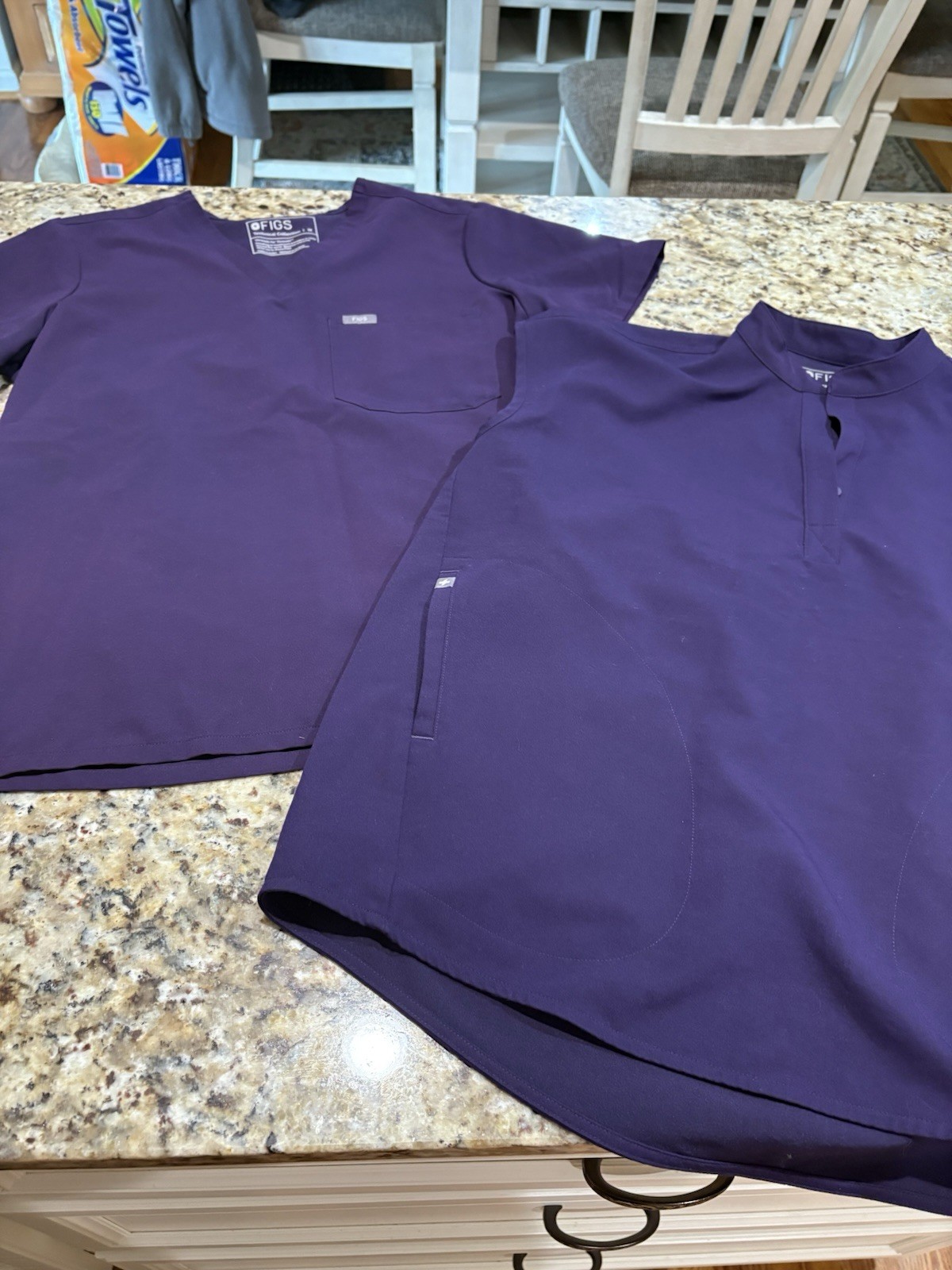 FIGS scrub tops in a deep purple, Short Sleeve And Sleeveless, Lot Of 2 , Med