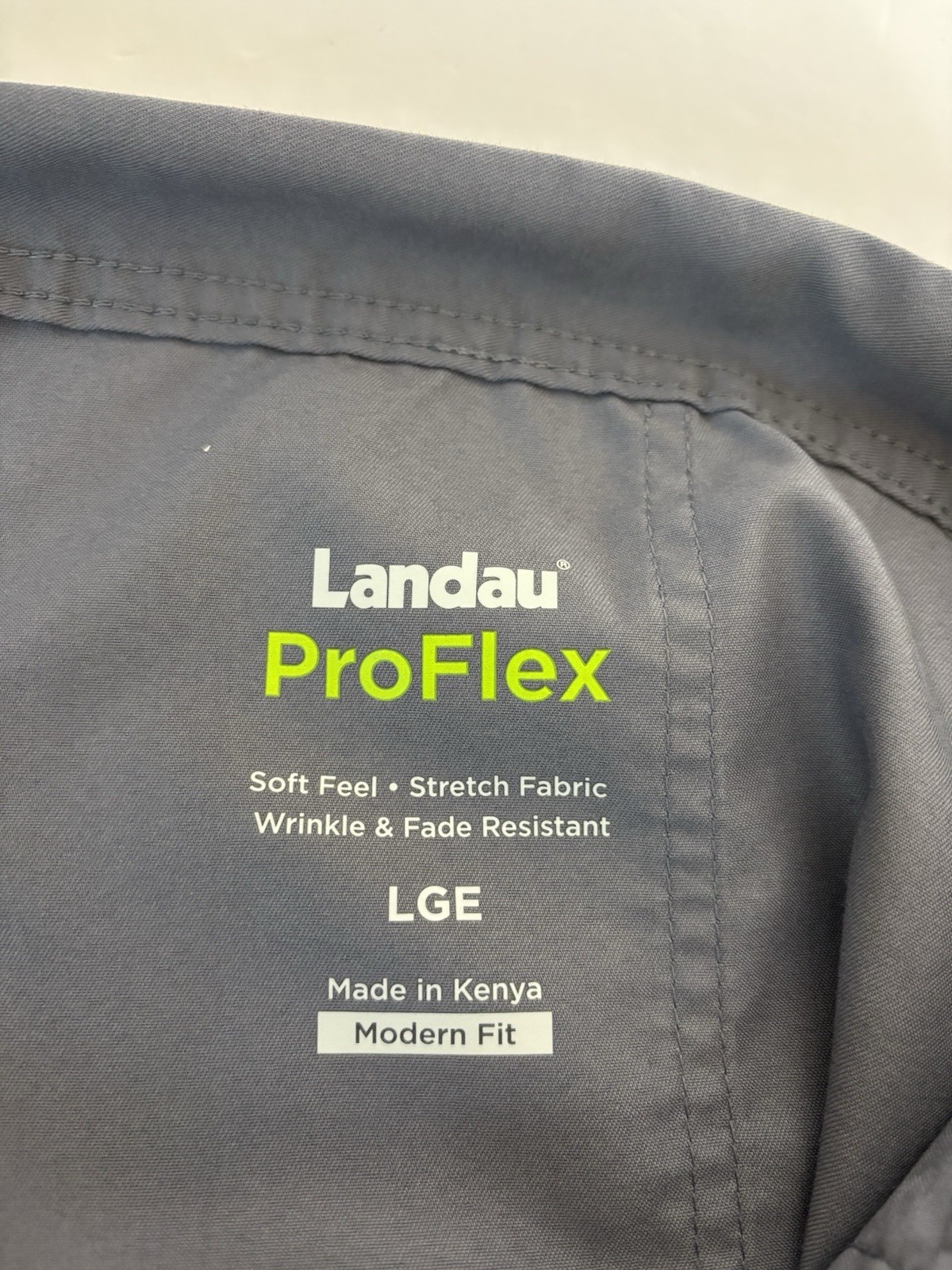 Landau ProFlex Women’s Scrub Set Top & Pants L Gray/Green Solid Twill