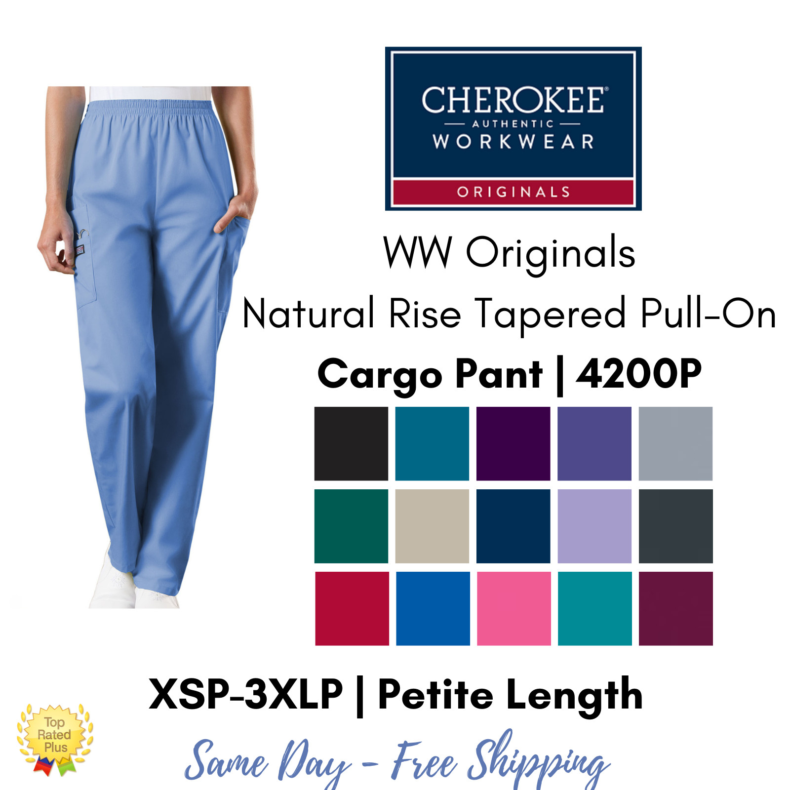 Cherokee Workwear Originals Elastic Waist Cargo Scrub Pant | 4200 PETITE
