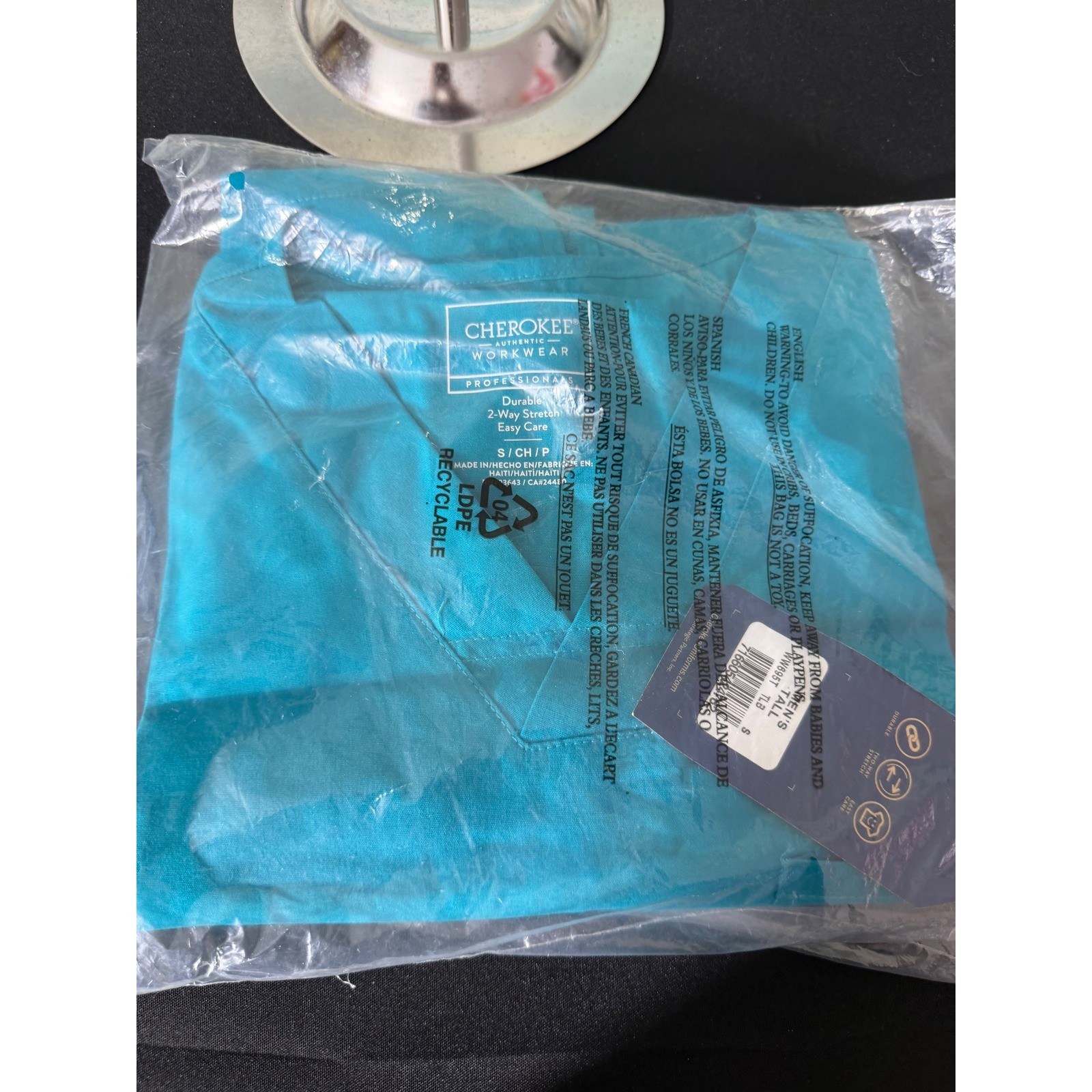 Cherokee Workwear Professionals Scrub Top Small Teal Blue New WW695T V-Neck Men