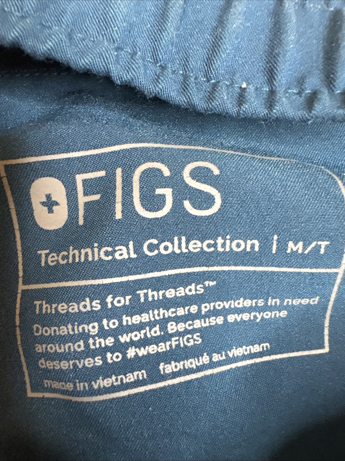 Figs Scrub Pant Men M TALL Tansen Jogger Drawstring Nurse Blue Ribbed Ankle Cuff