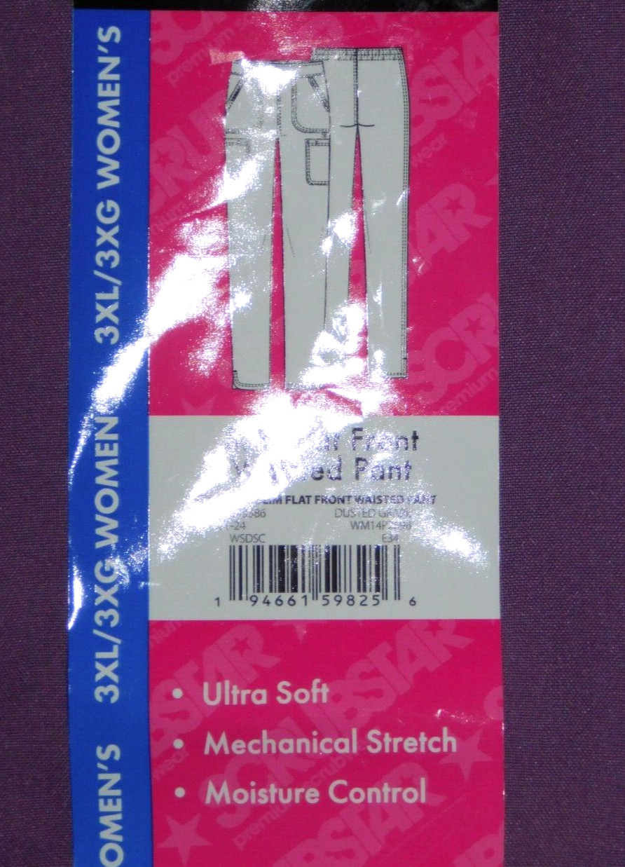 Womens Purple 3XL Scrub Pants Slim Flat Front Waisted Pants Slit Ankle