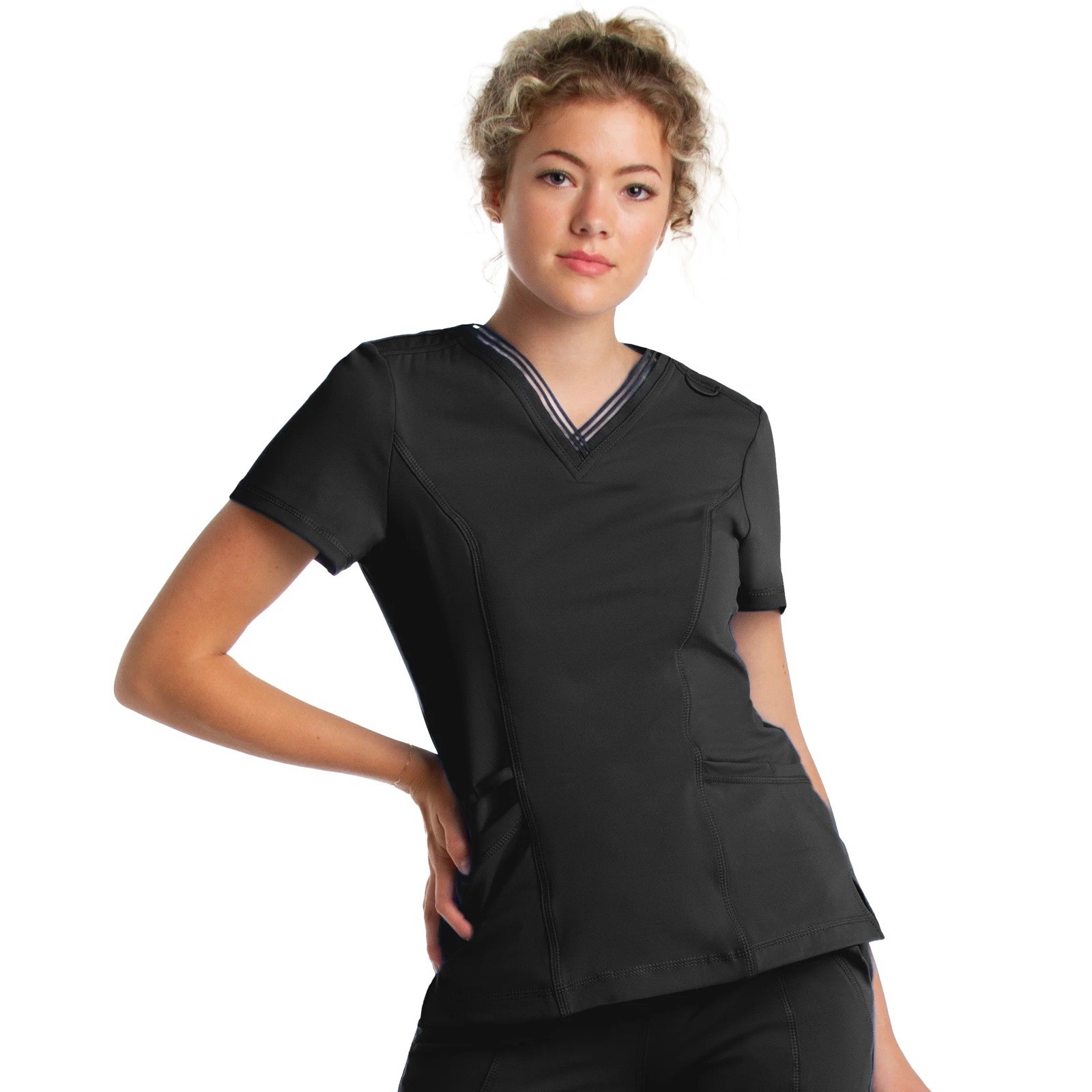 LARGE Urbane Impulse Slim Fit Extreme Stretch V-Neck Scrub Top for Women 9105