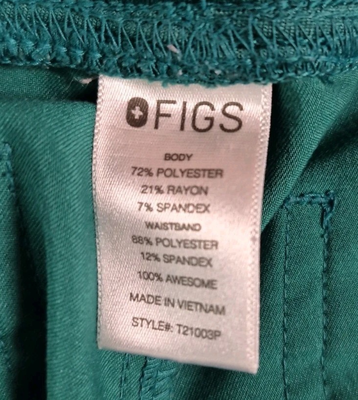 Figs Livingston Basic Scrub Pants T21003P Emerald Green Sz XSmall