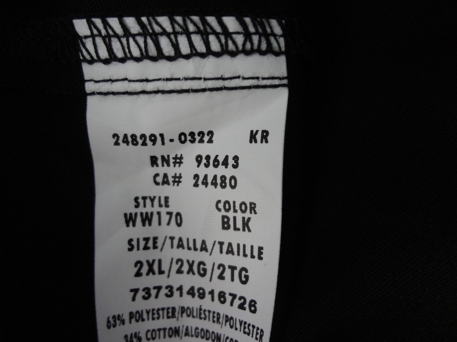 Woman Cherokee Workwear Professionals Size 2XL/2XG Black New With Tags