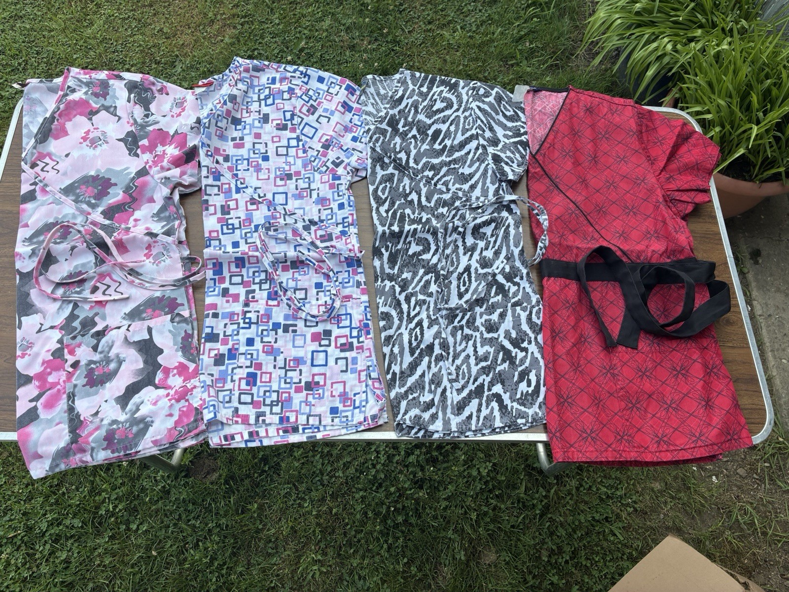 Nurse Doctor Patterned Medical Cute Scrub Tops with strings Xsmall set of 4