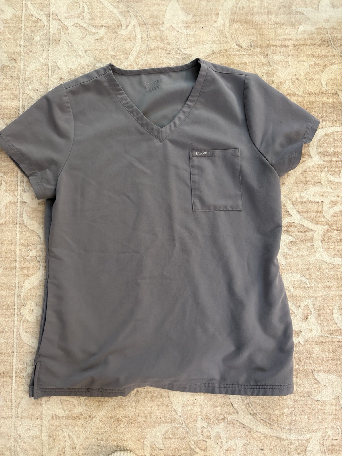 Jaanuu Slate Gray V-Neck Scrub Top Size M