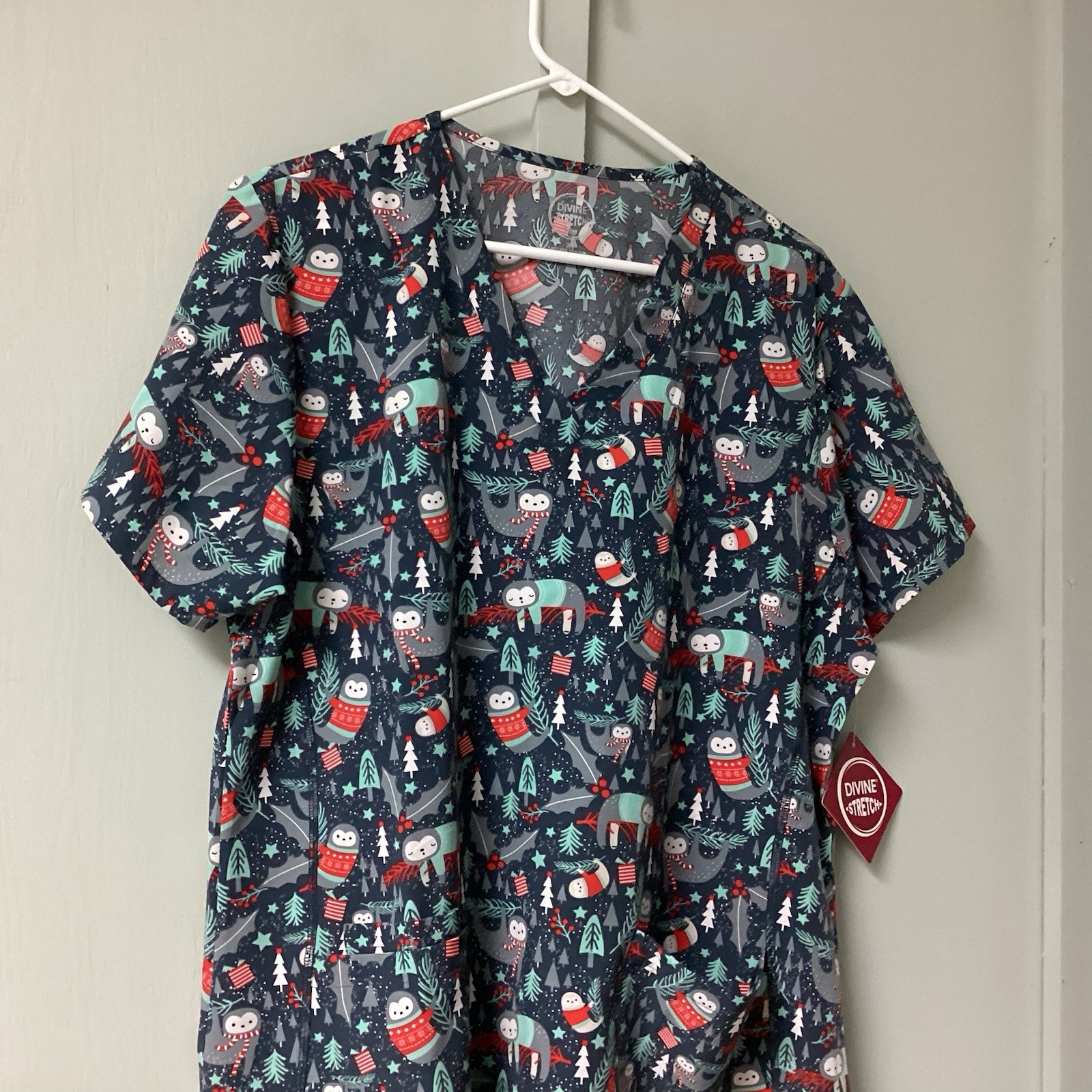 Divine Stretch by JDM Short Sleeve Plus Size 2X Winter Snow Polyester Blend New
