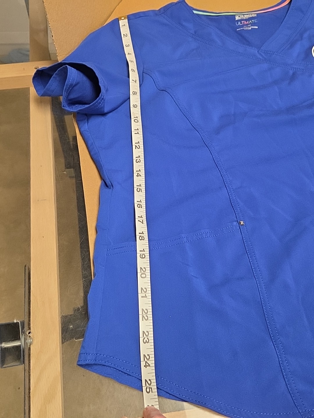 Womens 2XL Solid Blue Scrub Top Mock Wrap V Neck Premium Ultimate Scrubstar
