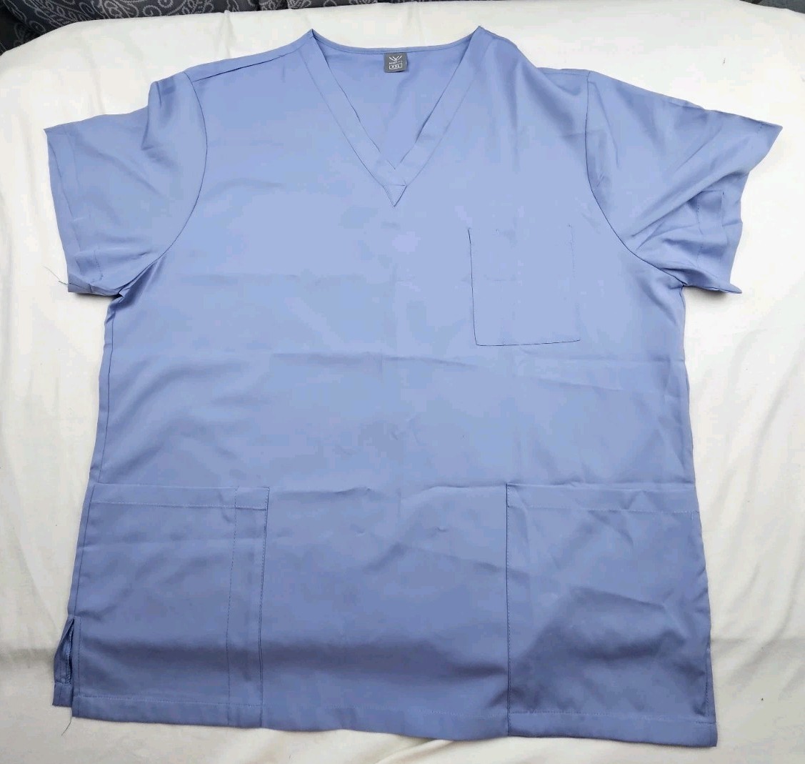 NiaaHinn V-neck Ceal Blue Scrub Top Size 2X Pit To Pit 23in Pockets
