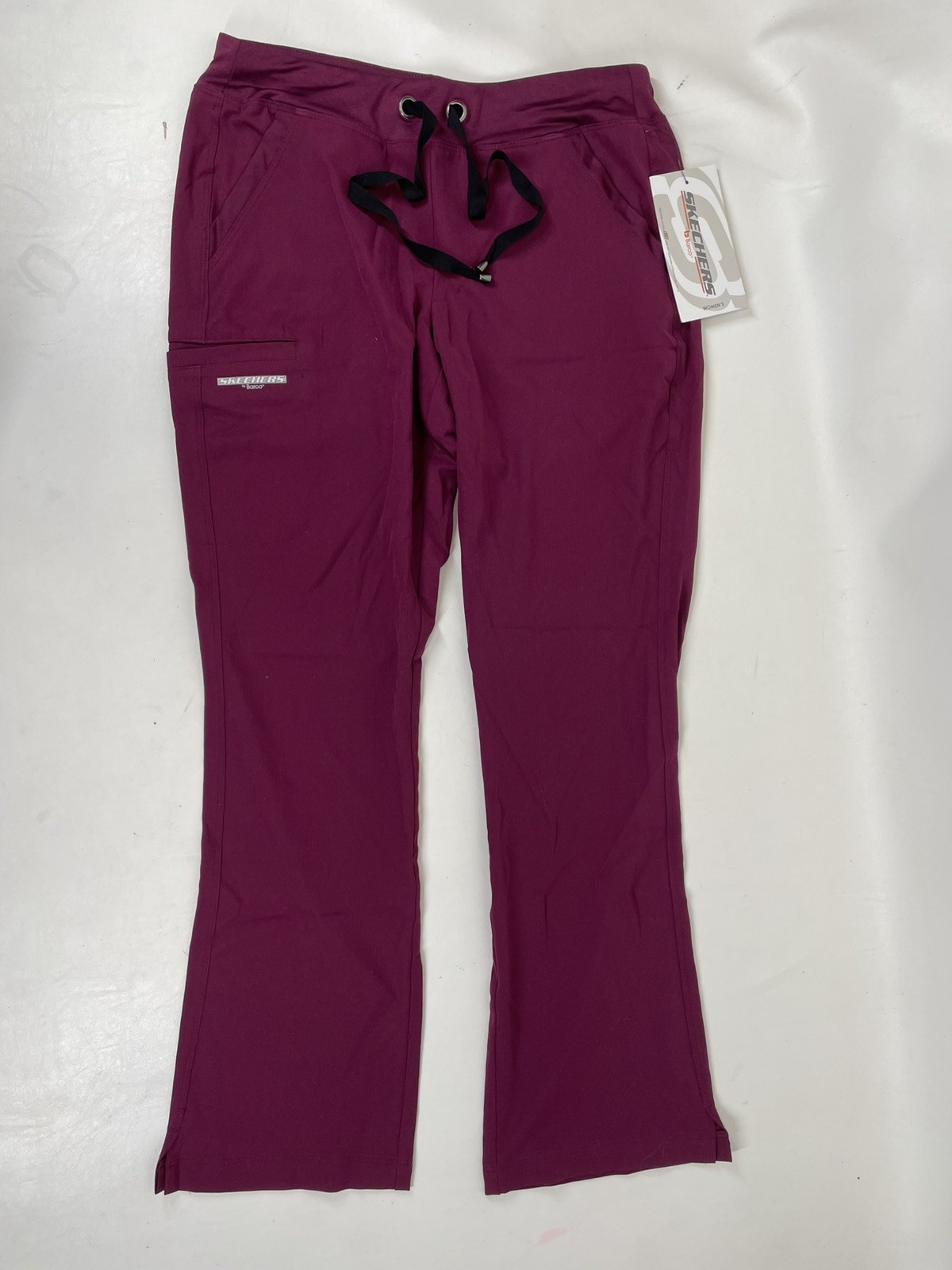 Skechers Barco 3PKT Drawcord Knit Waist Scrub Pants Womens Size XLP Wine NWT