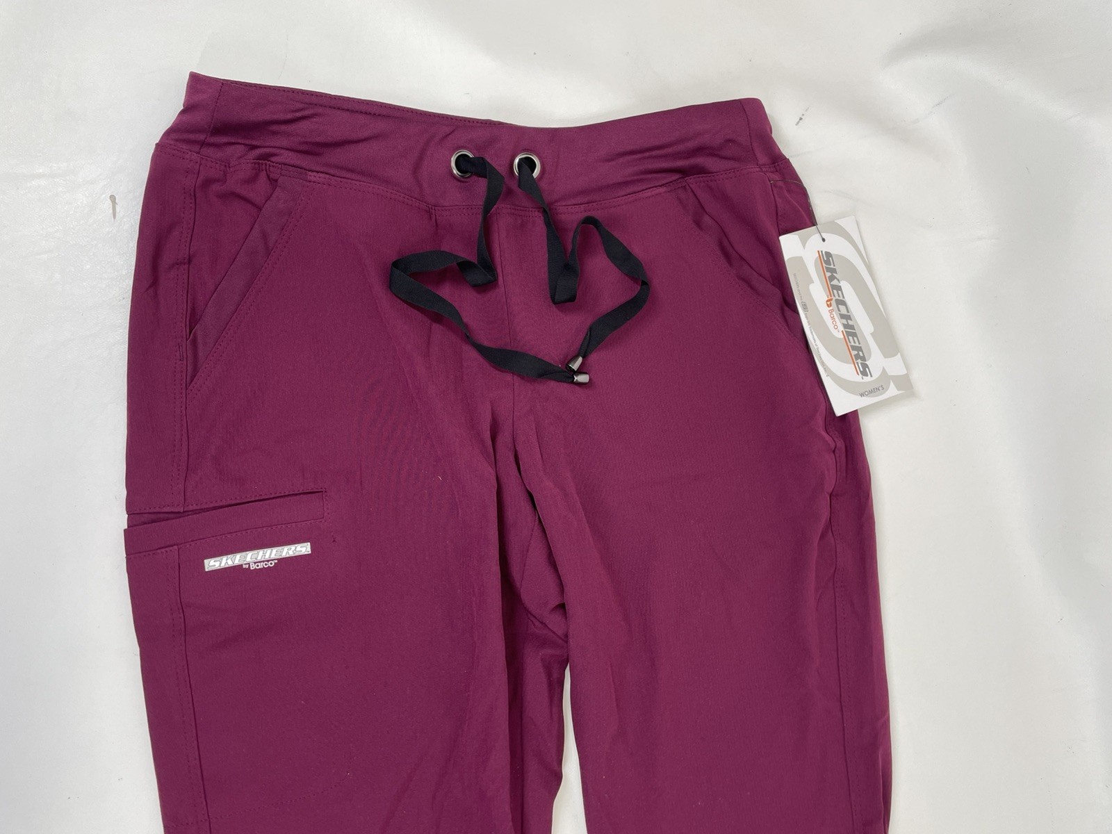 Skechers Barco 3PKT Drawcord Knit Waist Scrub Pants Womens Size M Tall Wine NWT