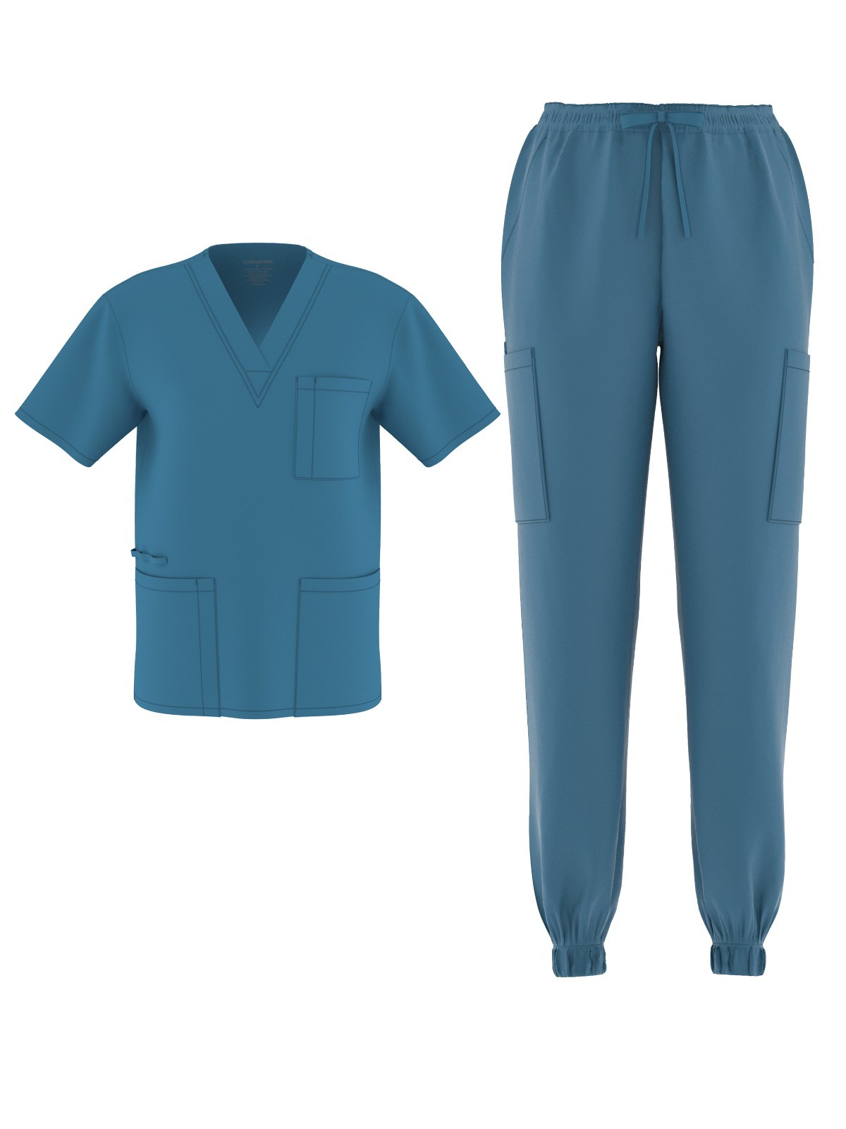 Unisex Stretch Jogger Scrub Set V-Neck Top Pants Medical Nurse Uniform 20 Colors