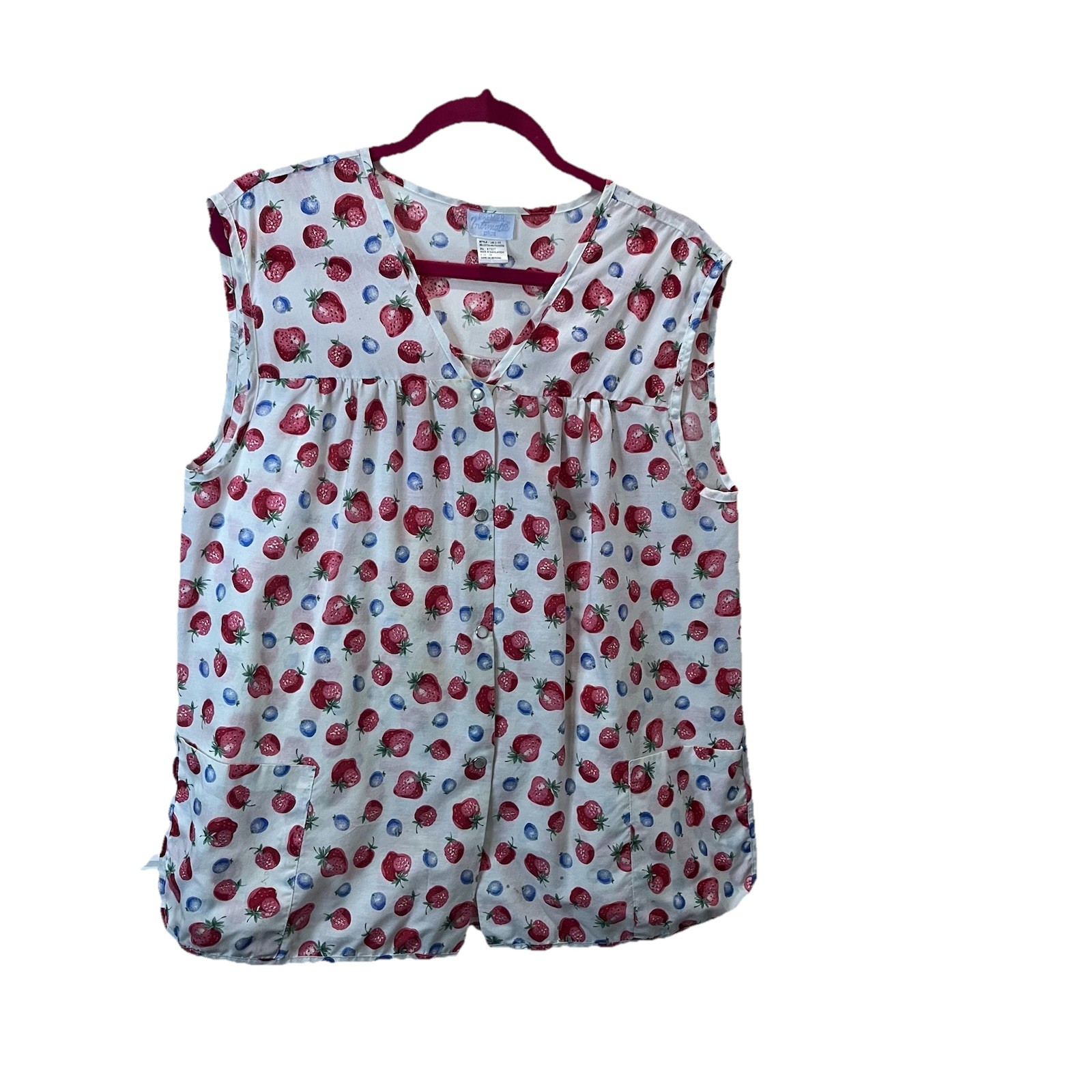 Premier Intimates Strawberries Fruit Strawberry Sleeveless Scrub Nurse Top Sz 1X