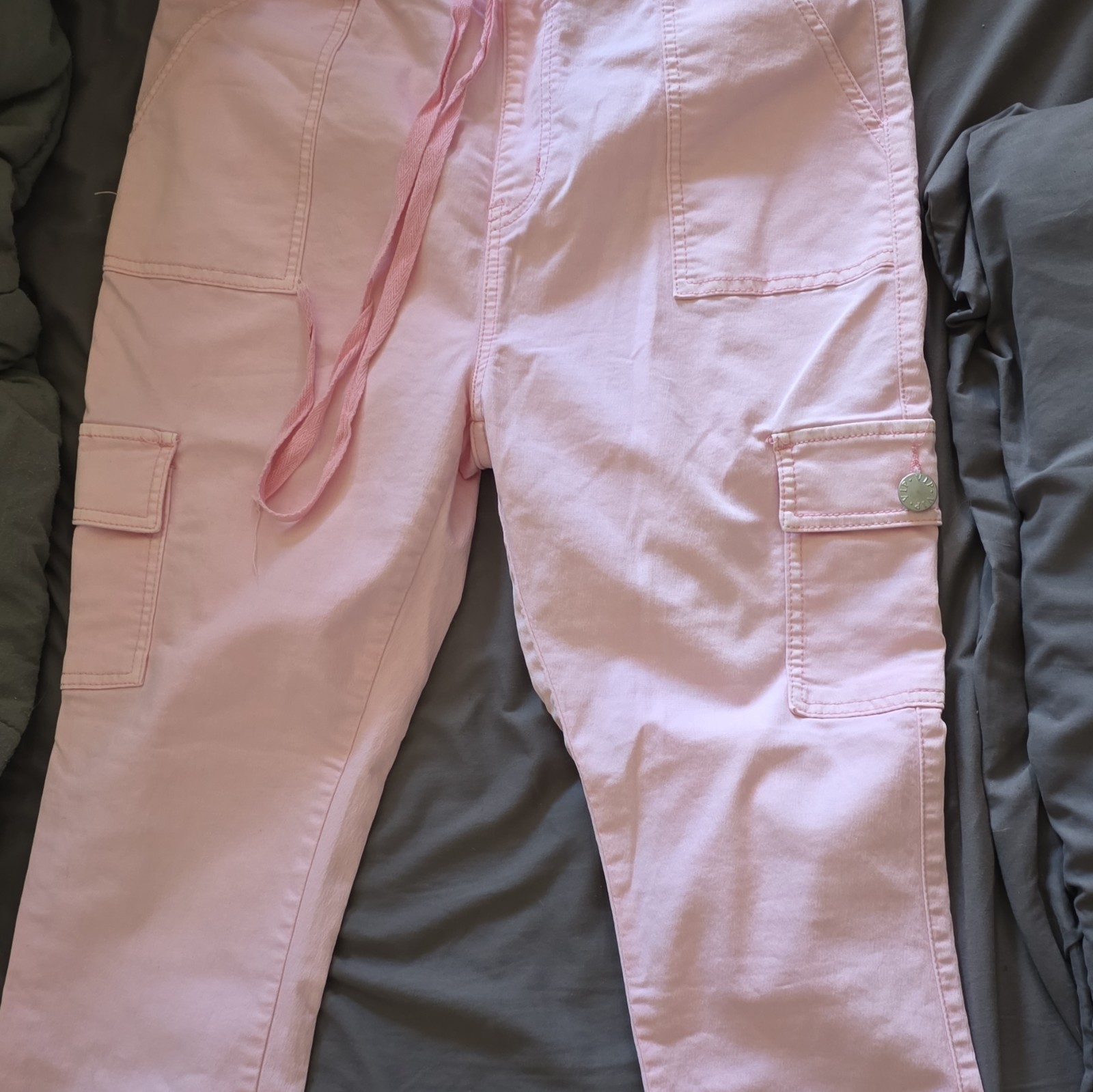 V.I.P. Women’s XS Pink Twill Scrub Pants 100% Cotton Drawstring Cargo