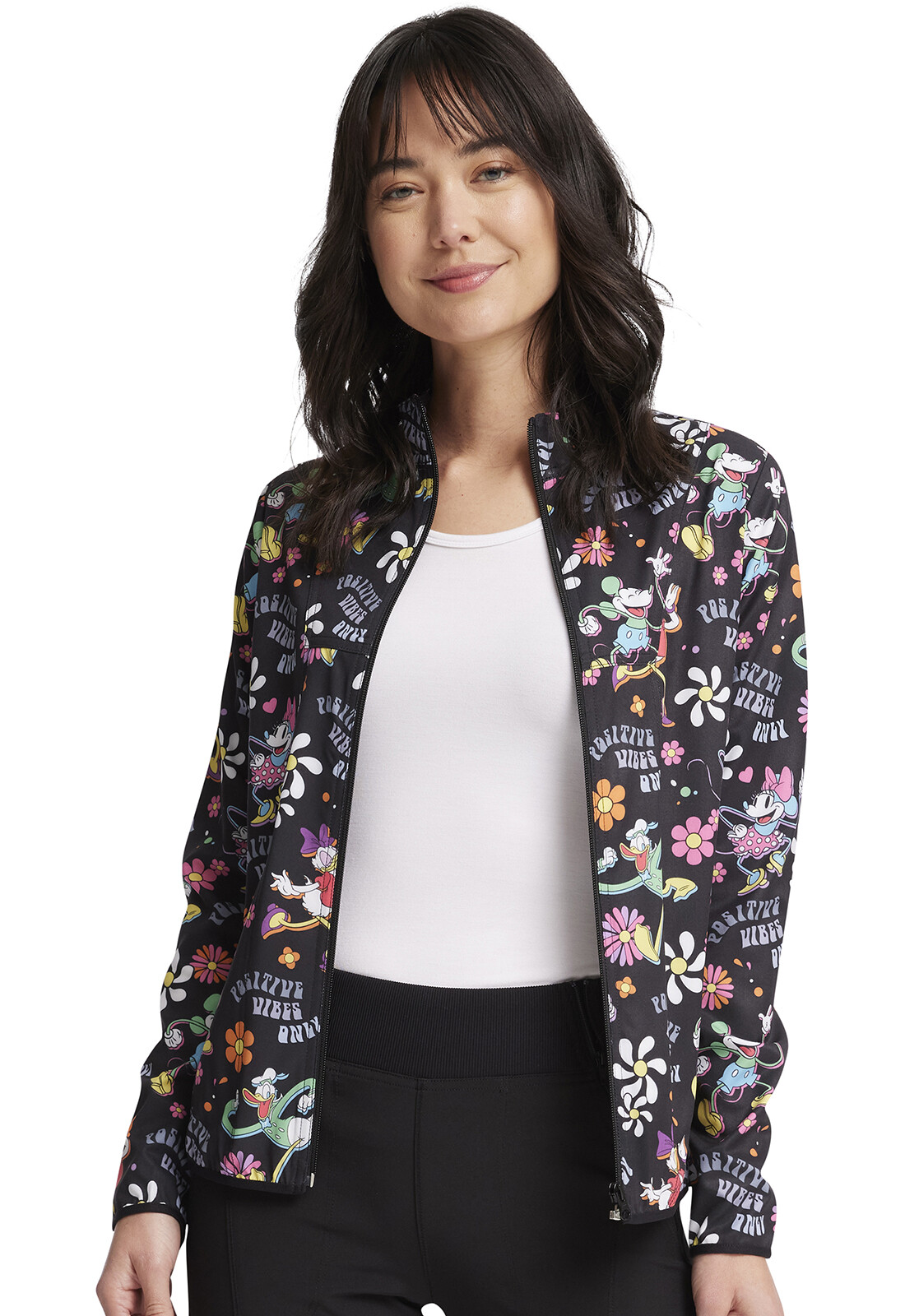 Positive Vibes Cherokee Scrubs Tooniforms Disney Packable Jacket TF320 MKPV