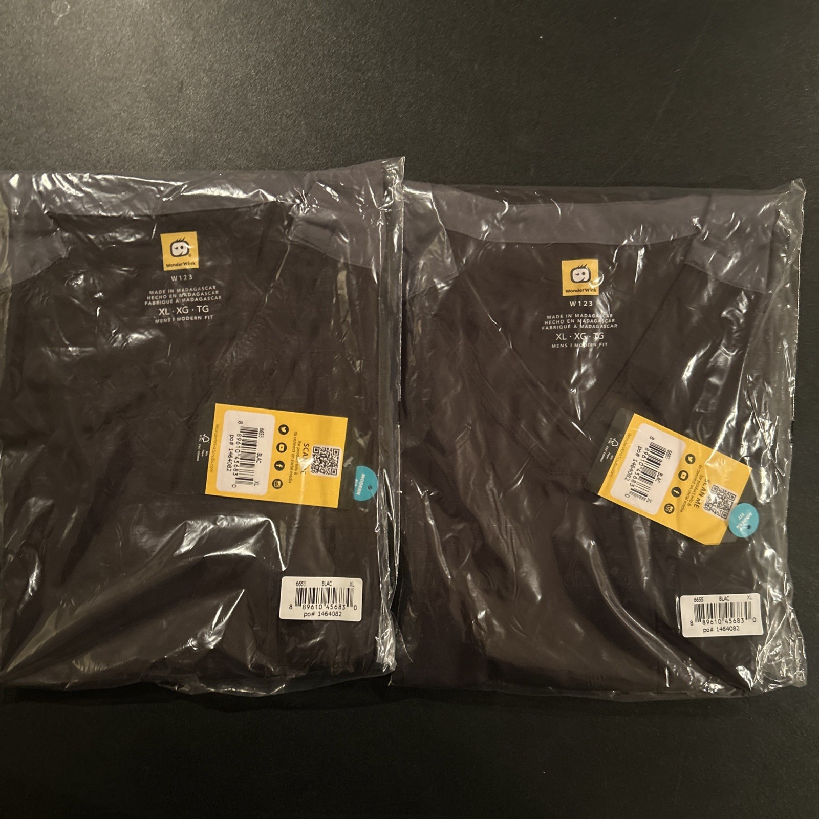 WonderWink (Wink) W123 Mens Modern Fit Scrub Black 2 Pack -Size XL