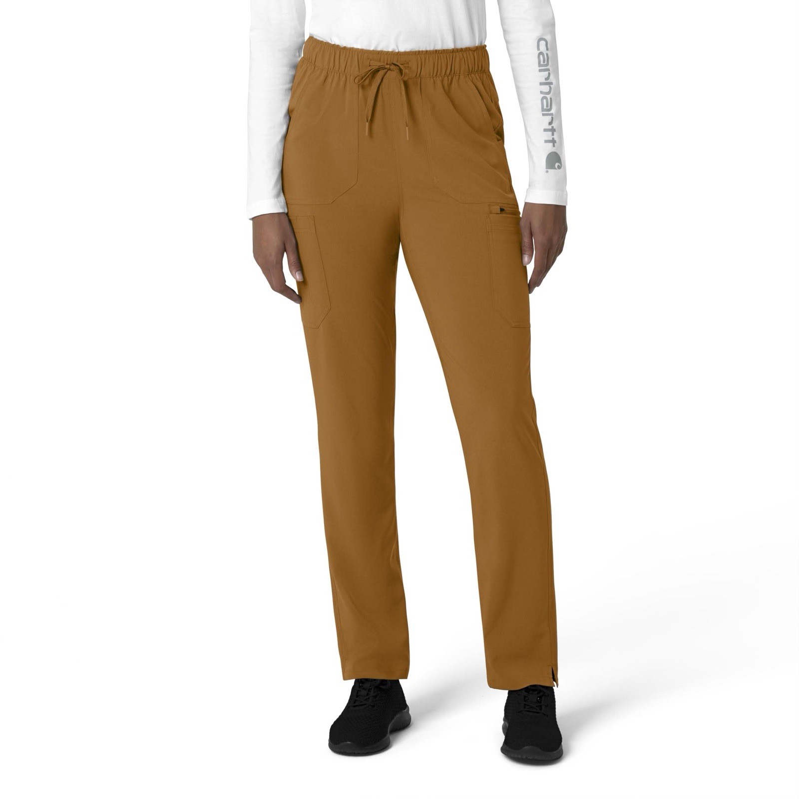 Carhartt Women’s Force Cross-Flex Straight Leg Cargo Scrub Pant | Brown Large T