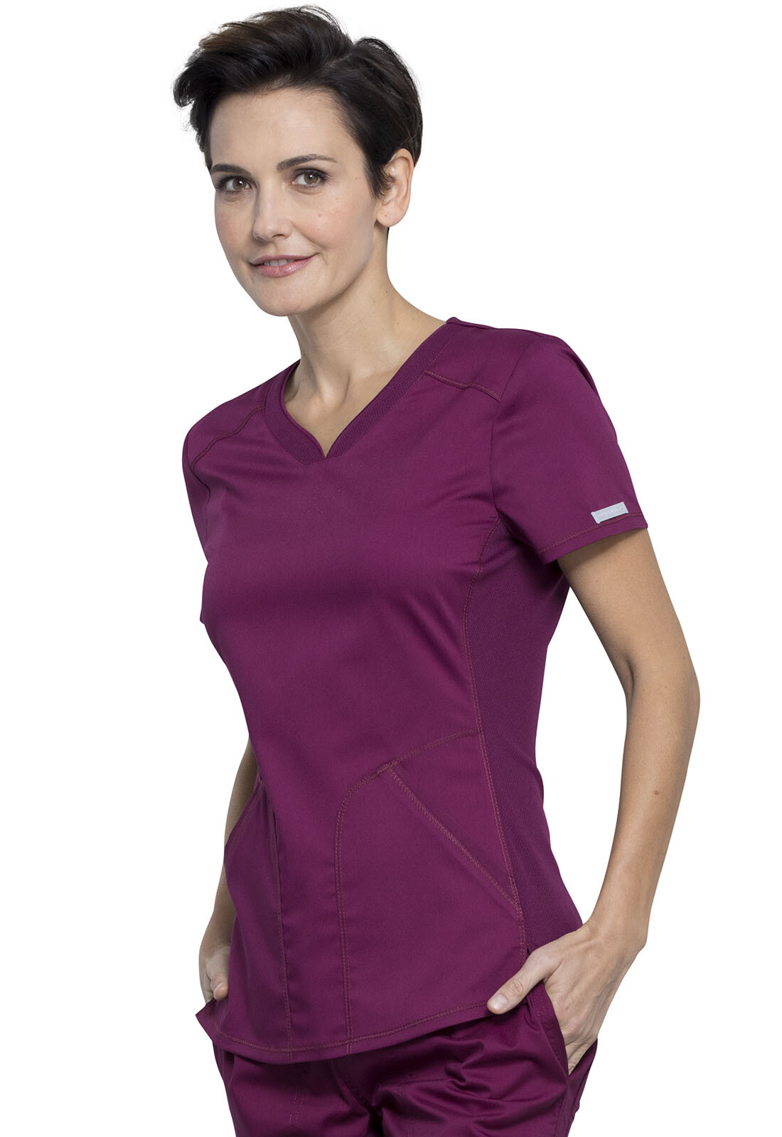 Scrubs Cherokee Workwear Revolution V Neck Top WW601 WIN Wine Free Shipping