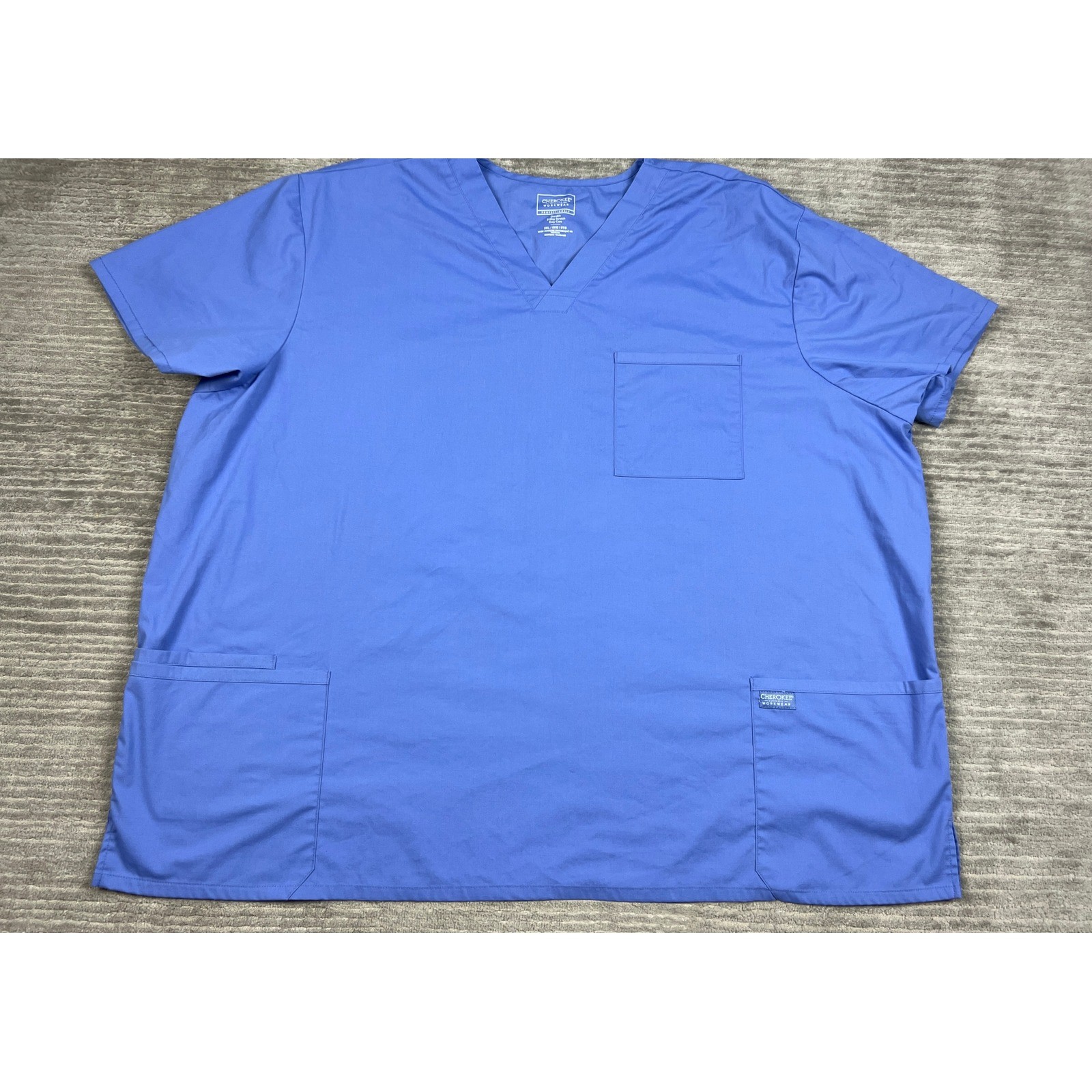 Cherokee Scrub Top Mens 5XL Blue Workwear Professionals WW695T V-Neck Stretch