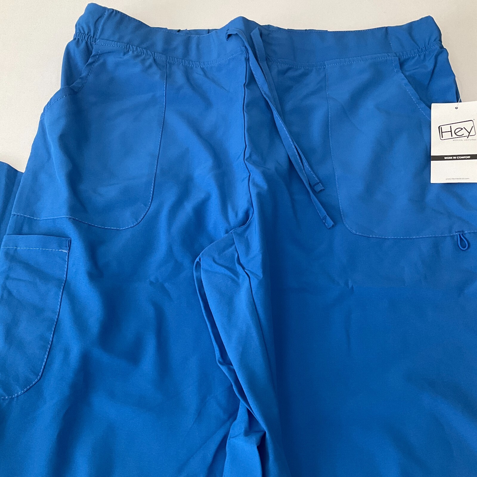Hey Scrub Top And Pant Sets Womens Size M Blue Stretch With Pockets 2 Sets
