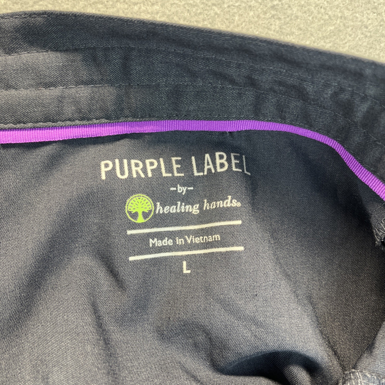 Healing Hands Scrubs Pants Ladies Sz Large Purple Label Made in Vietnam Pewter