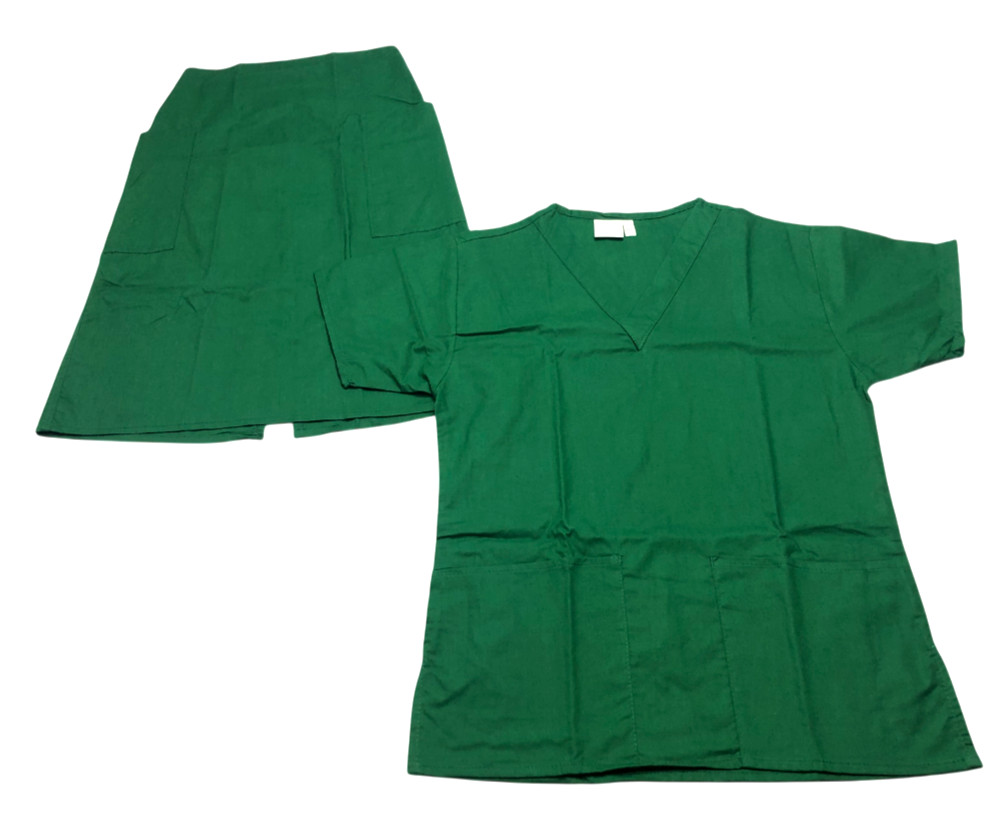 Scrub Skirt Set Women (XXS) Hunter Green Solid Top & Skirt Bottom 4 Pockets NWOT