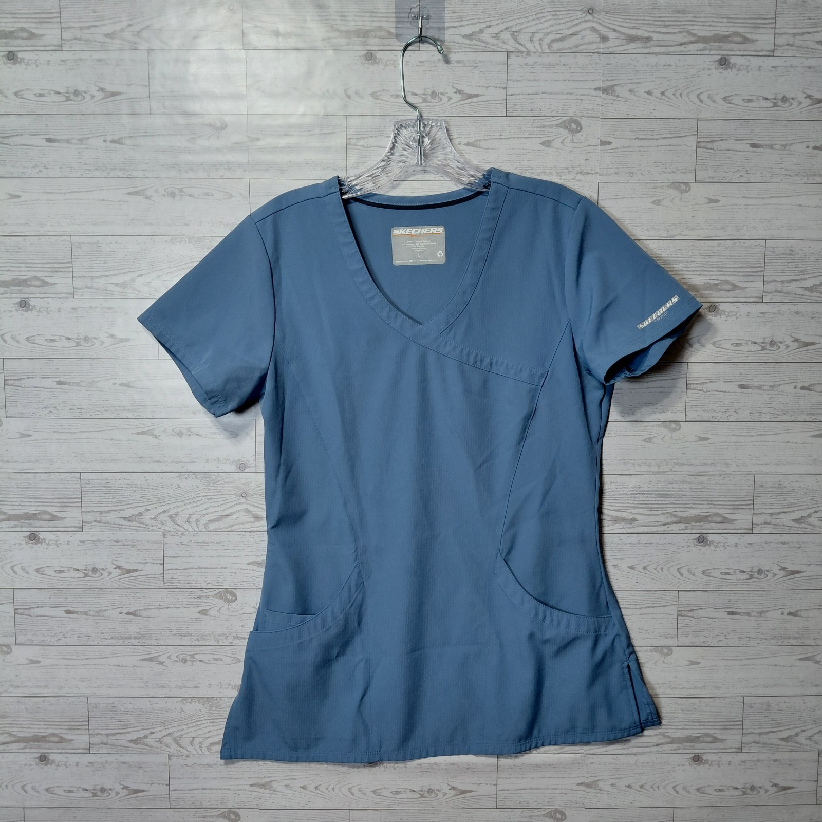 Skechers By Barco Womens Blue Scrub Top Size S