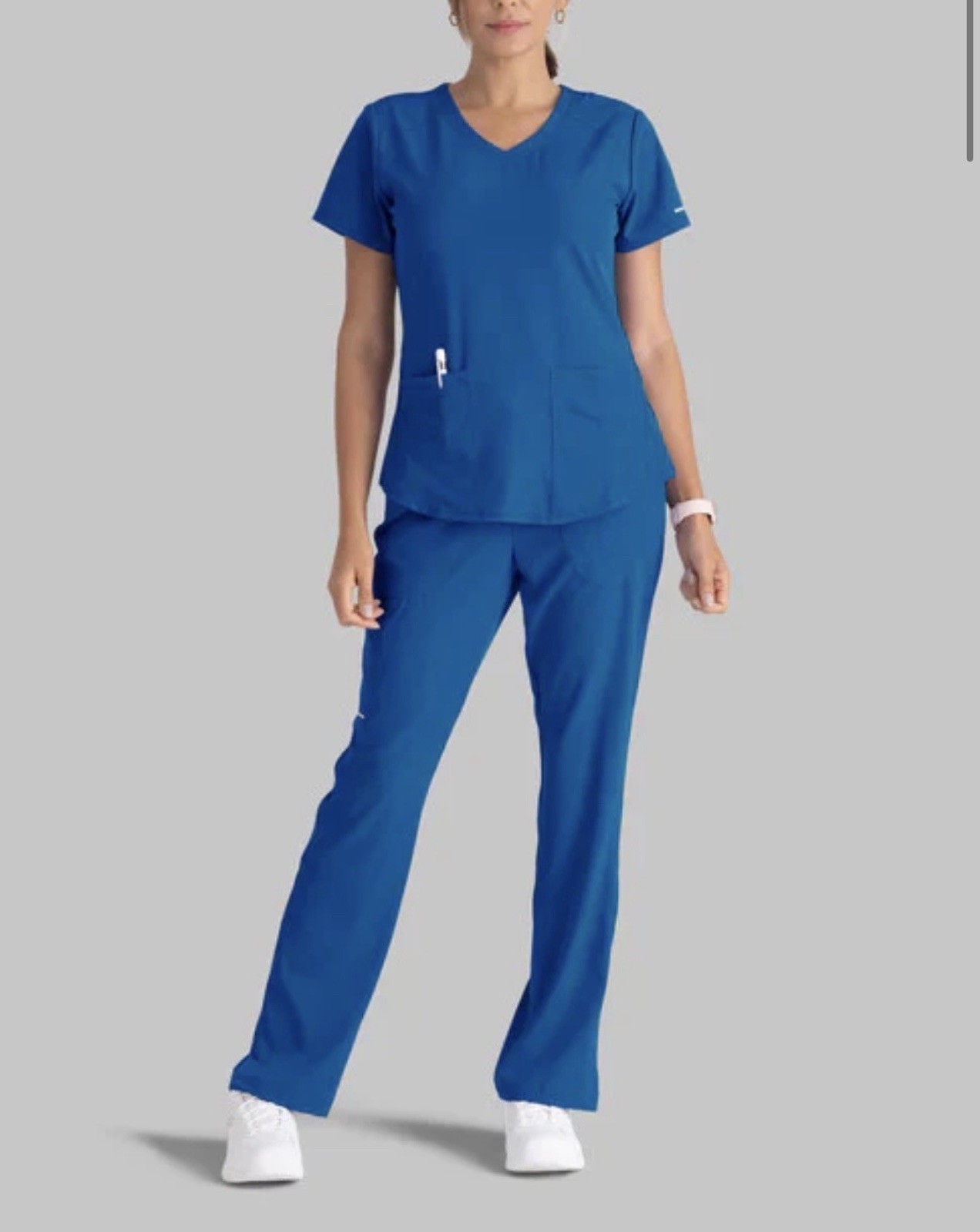 Dickies Women’s Blue Solid Scrub Set V-Neck Top & Drawstring Pants S 86101