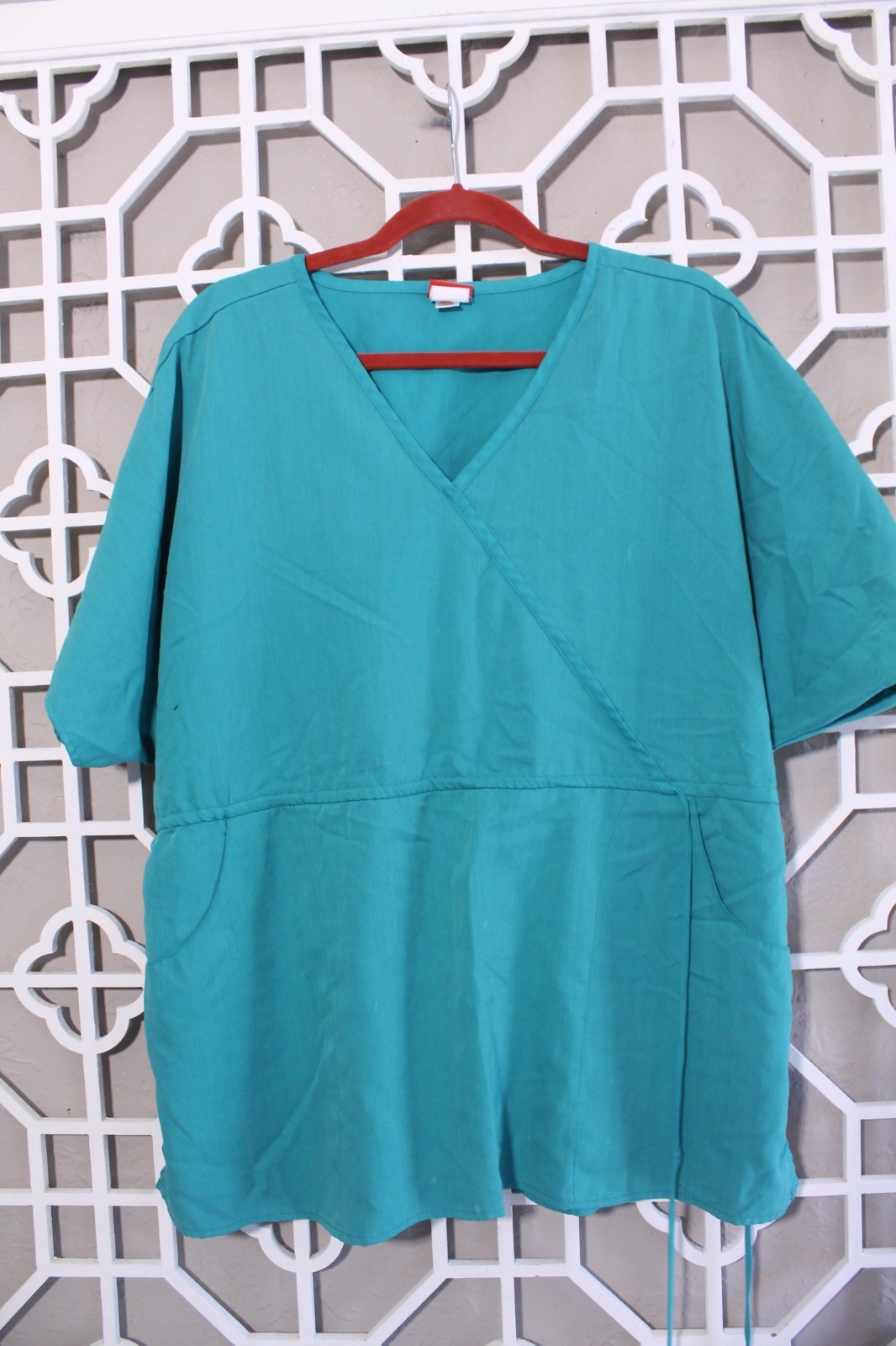 Dickies Scrub Top Turquoise Blue Medical Nurse Womens XL Pullover Lightweight