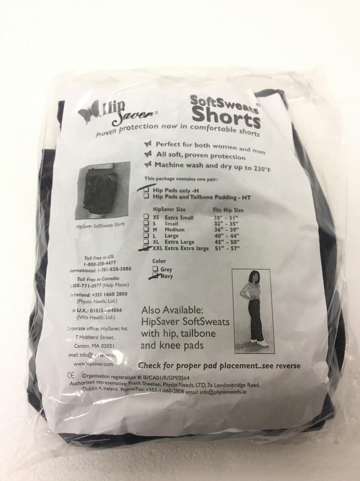 10x NEW Hip Saver 781-828-3880 Soft Sweat Navy Shorts XXL Hip 51′-57′ FREE SHIP