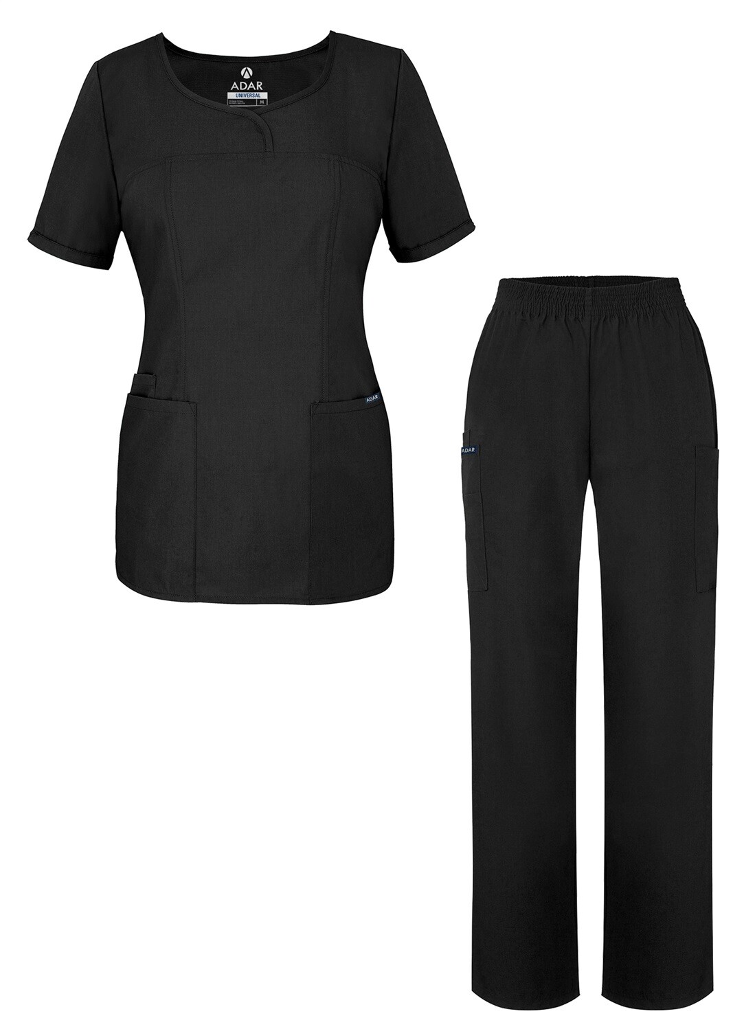 Adar Universal Women’s Scrub Set – V-neck Scrub Top and Elastic Pull Scrub Pants
