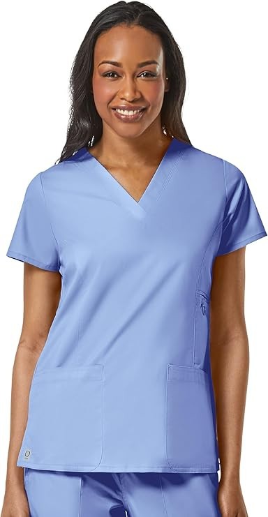 Maevn Women’s EON 1708 V-Neck Pocket TopNWT, Ceil Blue, XS