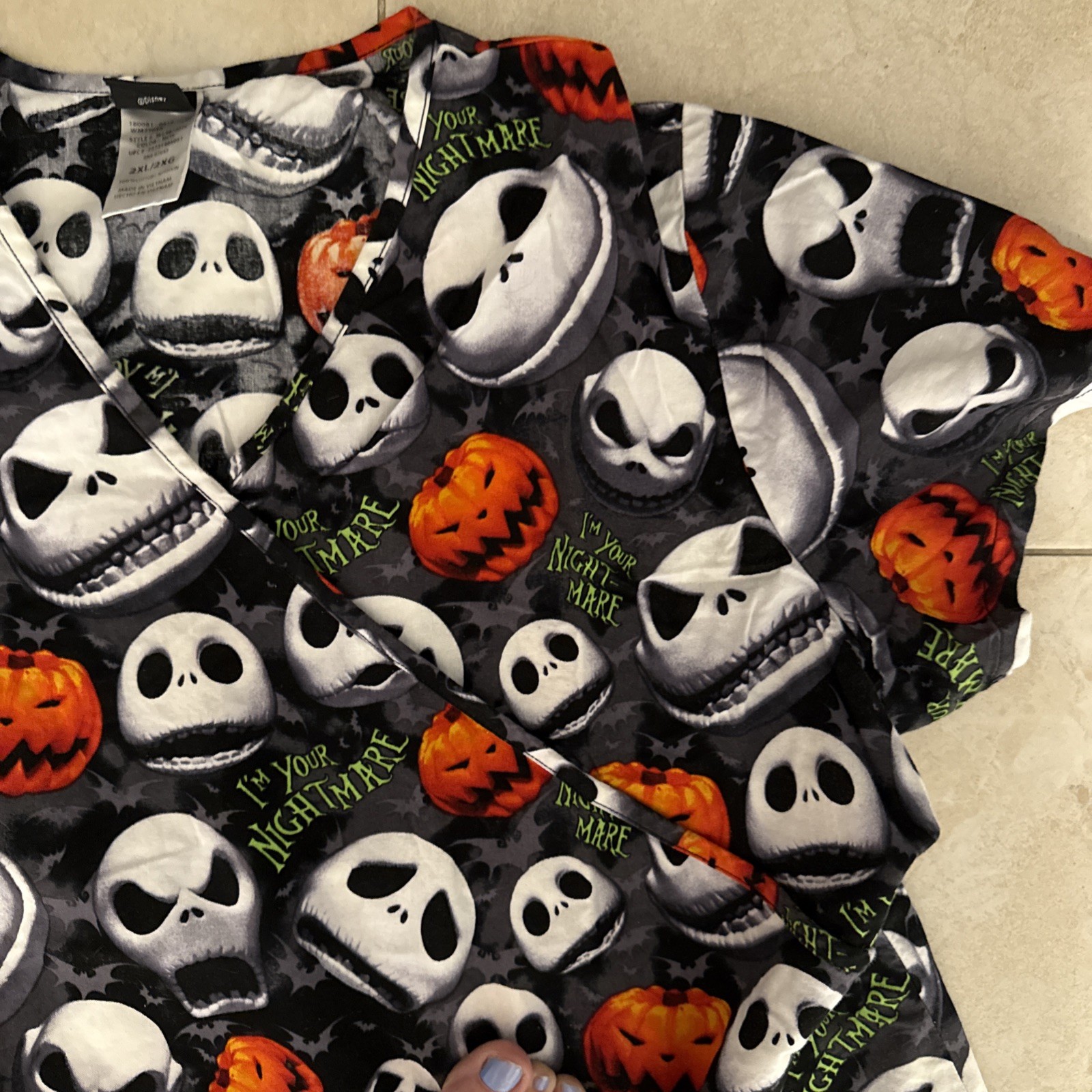 Disney Tim Burton The Nightmare Before Christmas Scrub Top Women’s Size 2XL/2XG